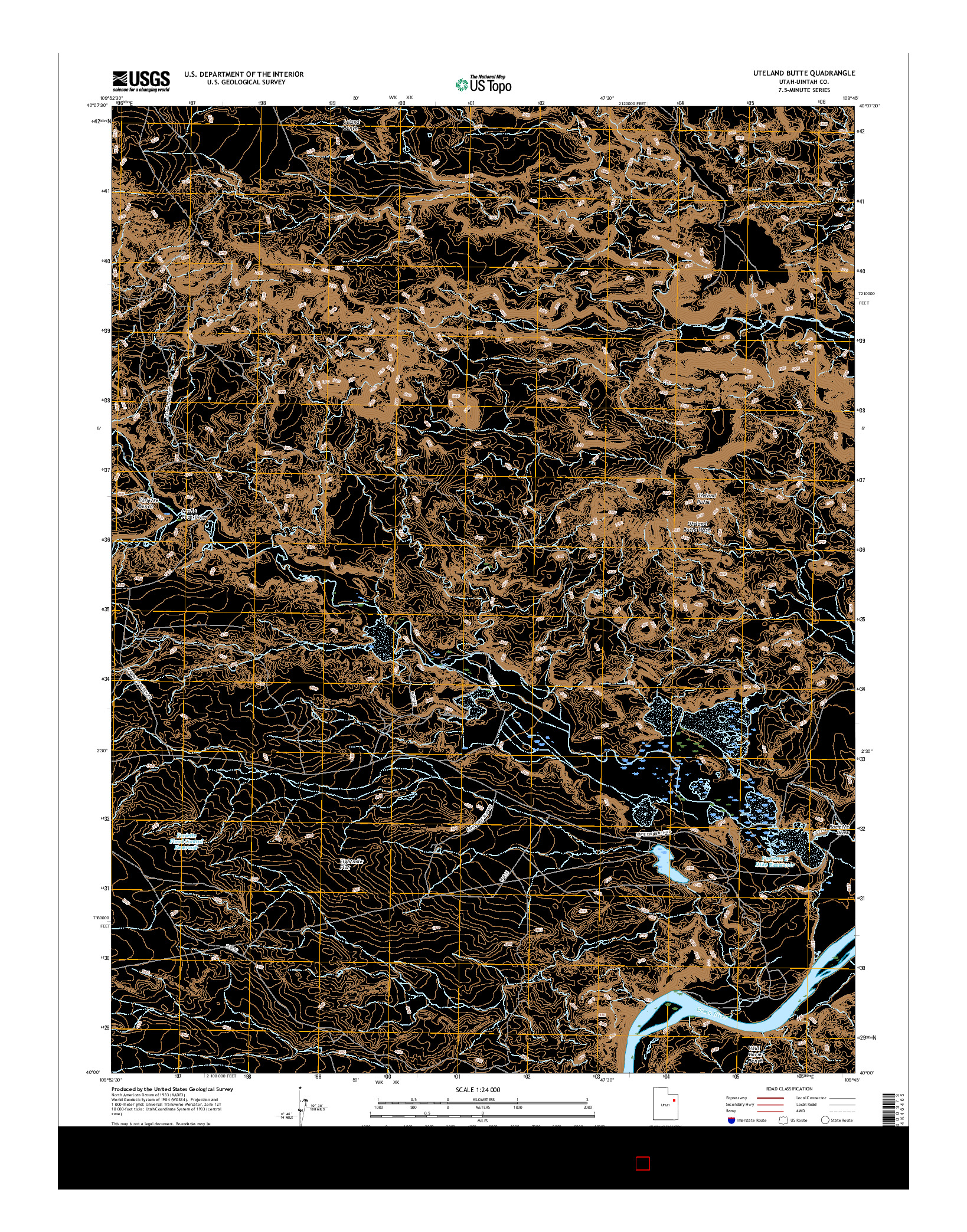 USGS US TOPO 7.5-MINUTE MAP FOR UTELAND BUTTE, UT 2017