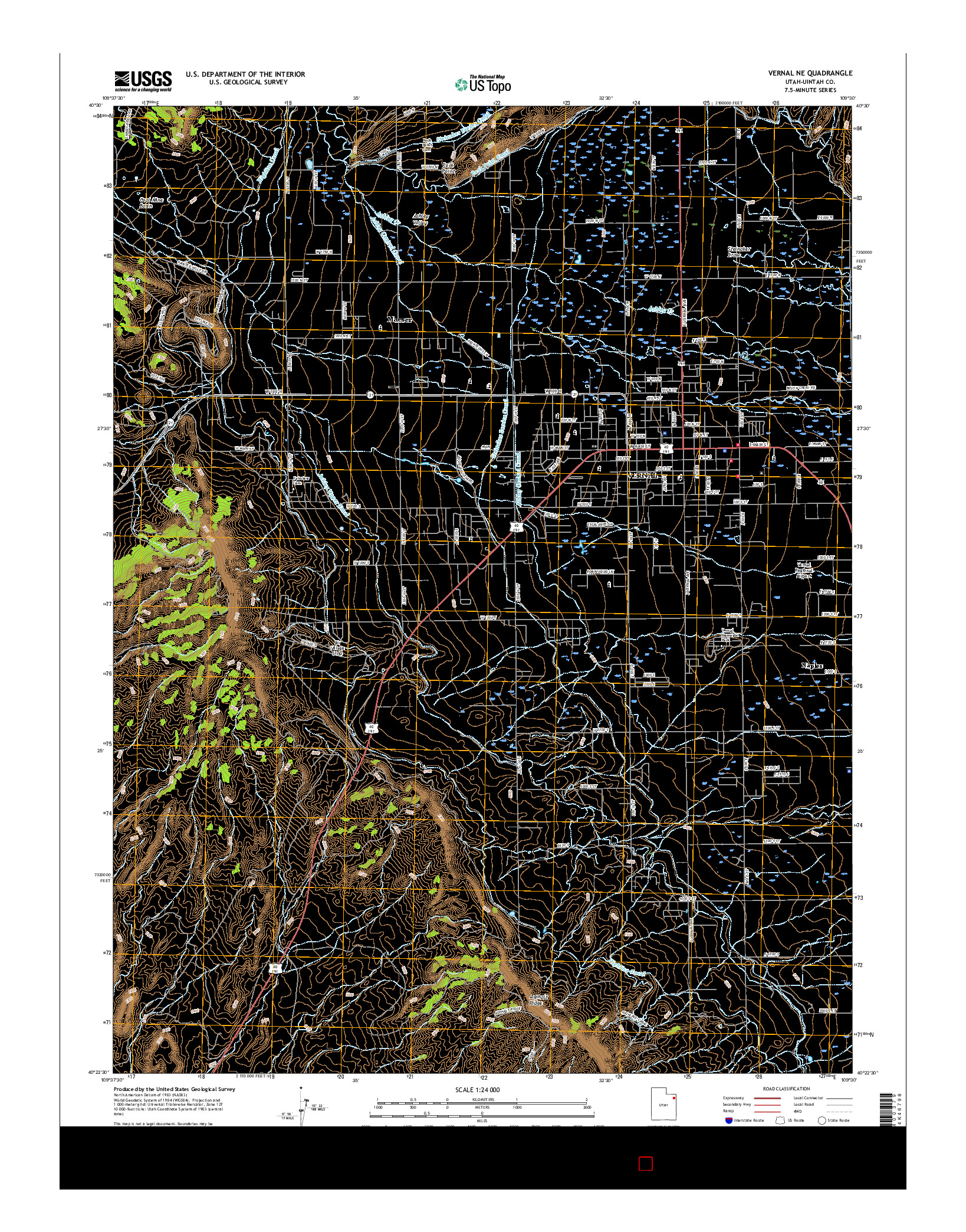 USGS US TOPO 7.5-MINUTE MAP FOR VERNAL NE, UT 2017