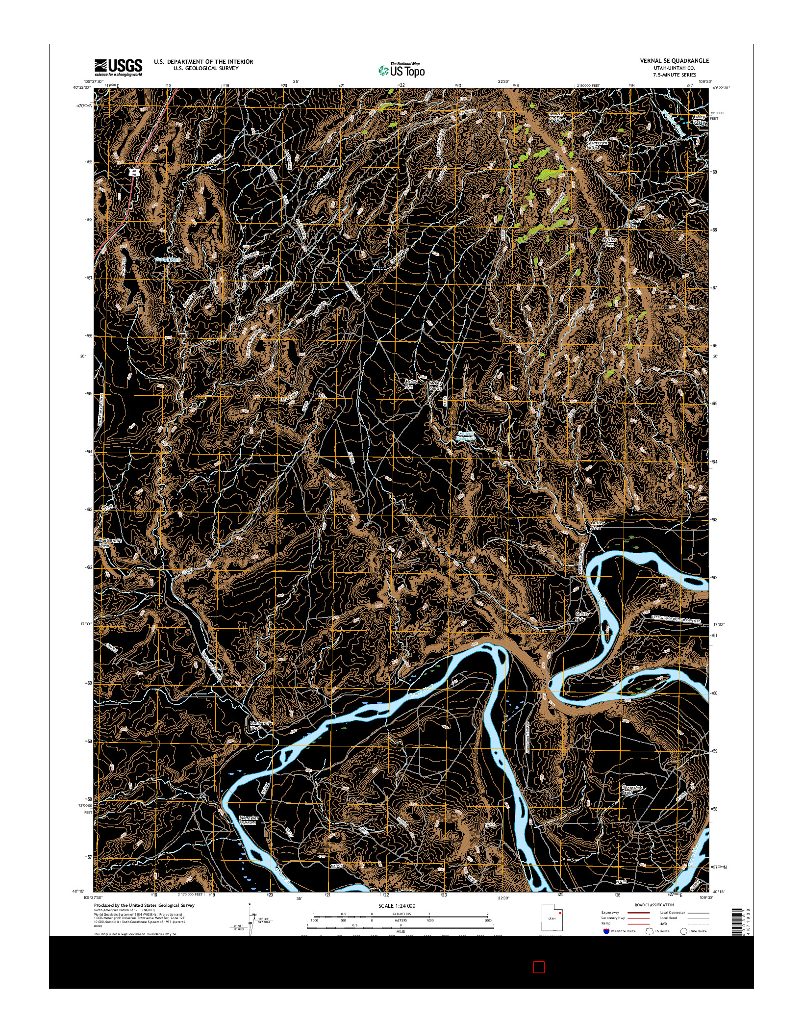 USGS US TOPO 7.5-MINUTE MAP FOR VERNAL SE, UT 2017