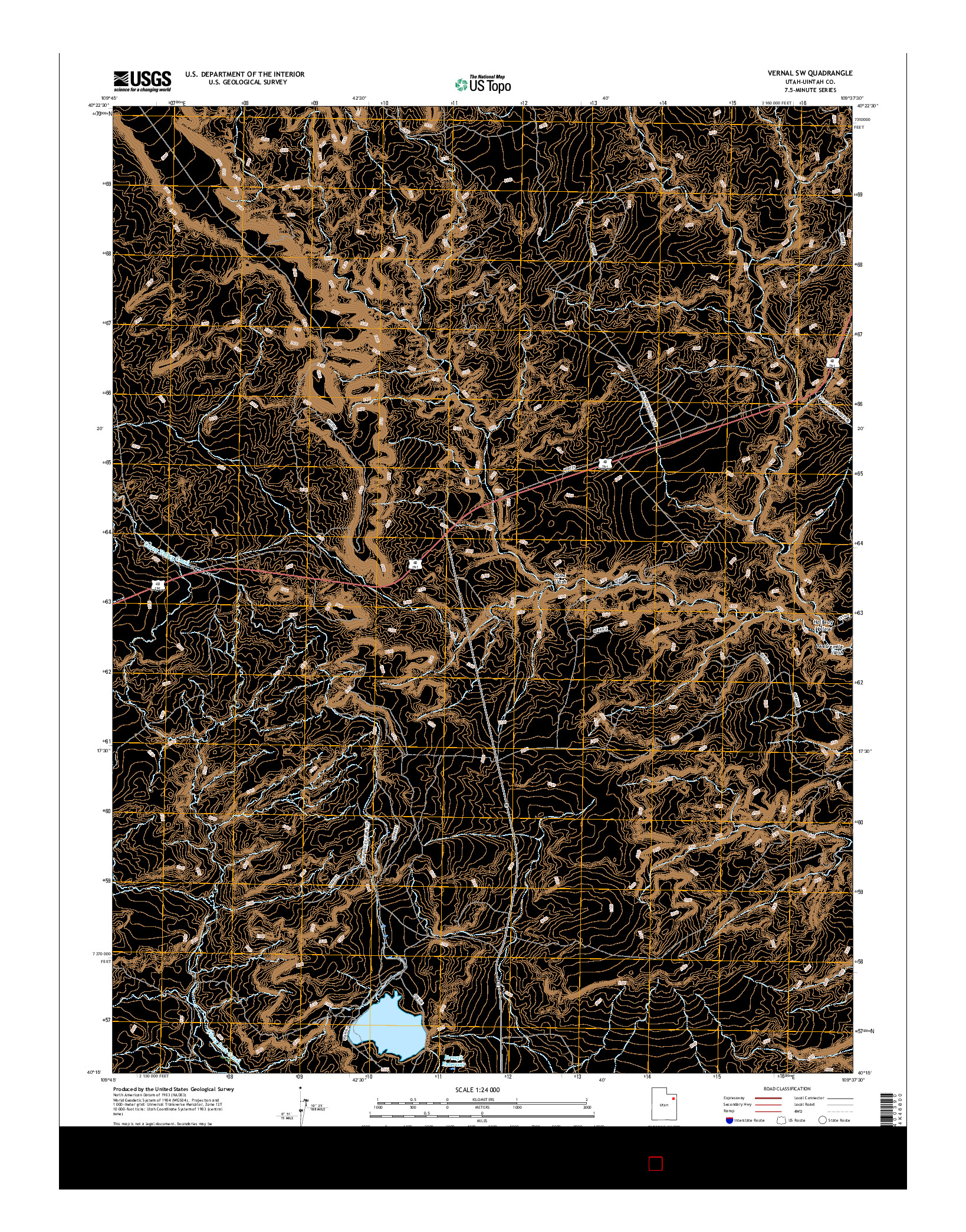 USGS US TOPO 7.5-MINUTE MAP FOR VERNAL SW, UT 2017