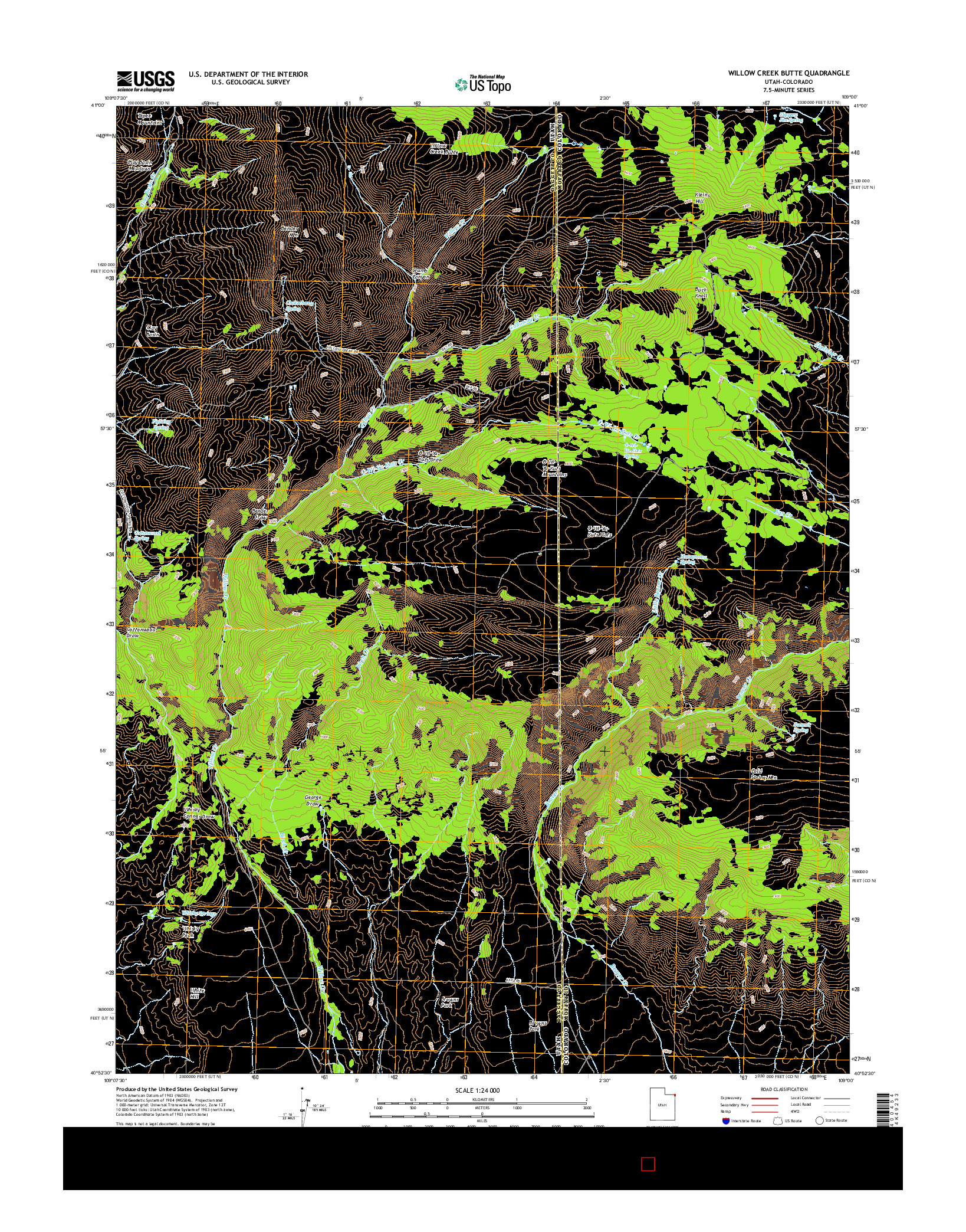 USGS US TOPO 7.5-MINUTE MAP FOR WILLOW CREEK BUTTE, UT-CO 2017