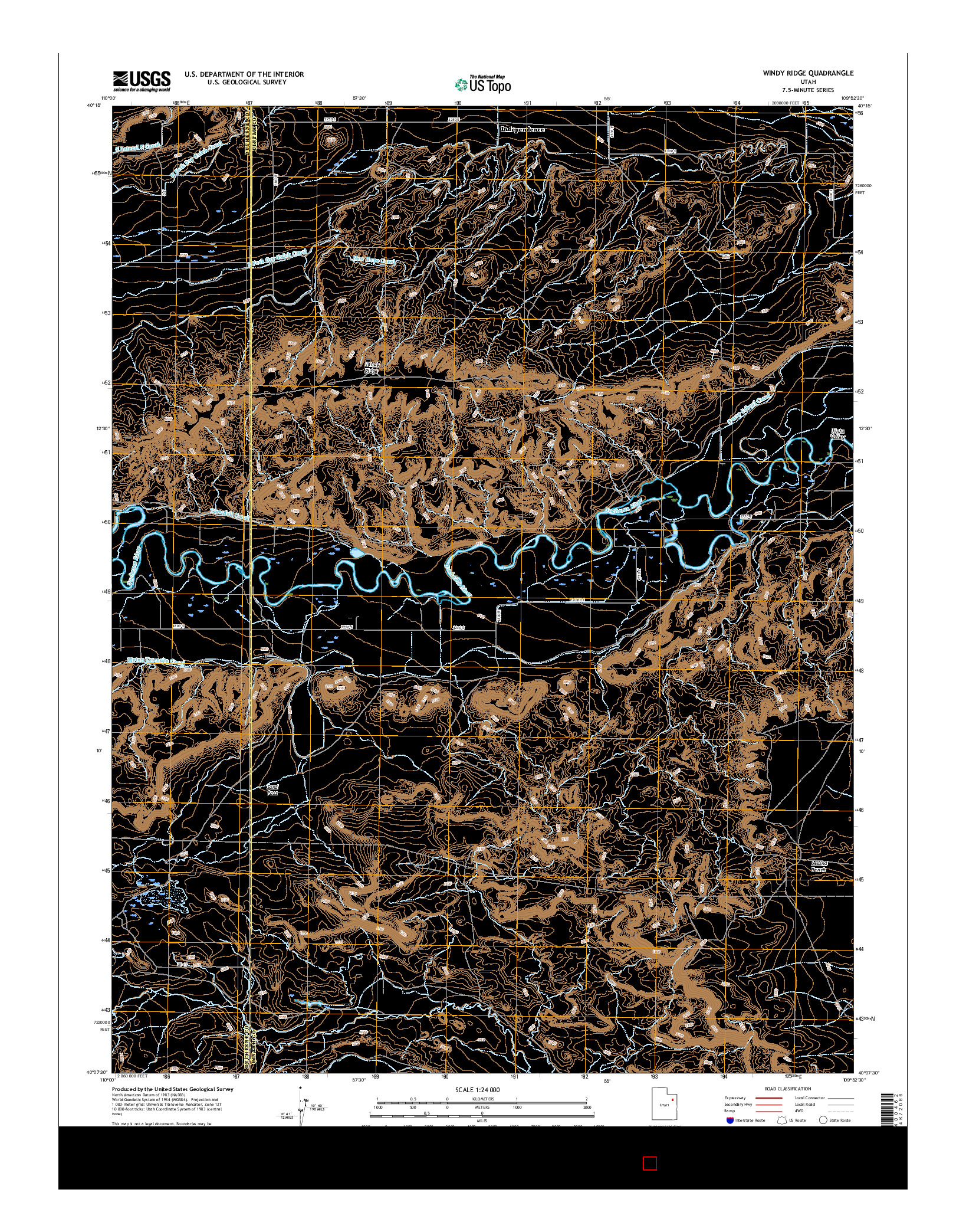 USGS US TOPO 7.5-MINUTE MAP FOR WINDY RIDGE, UT 2017