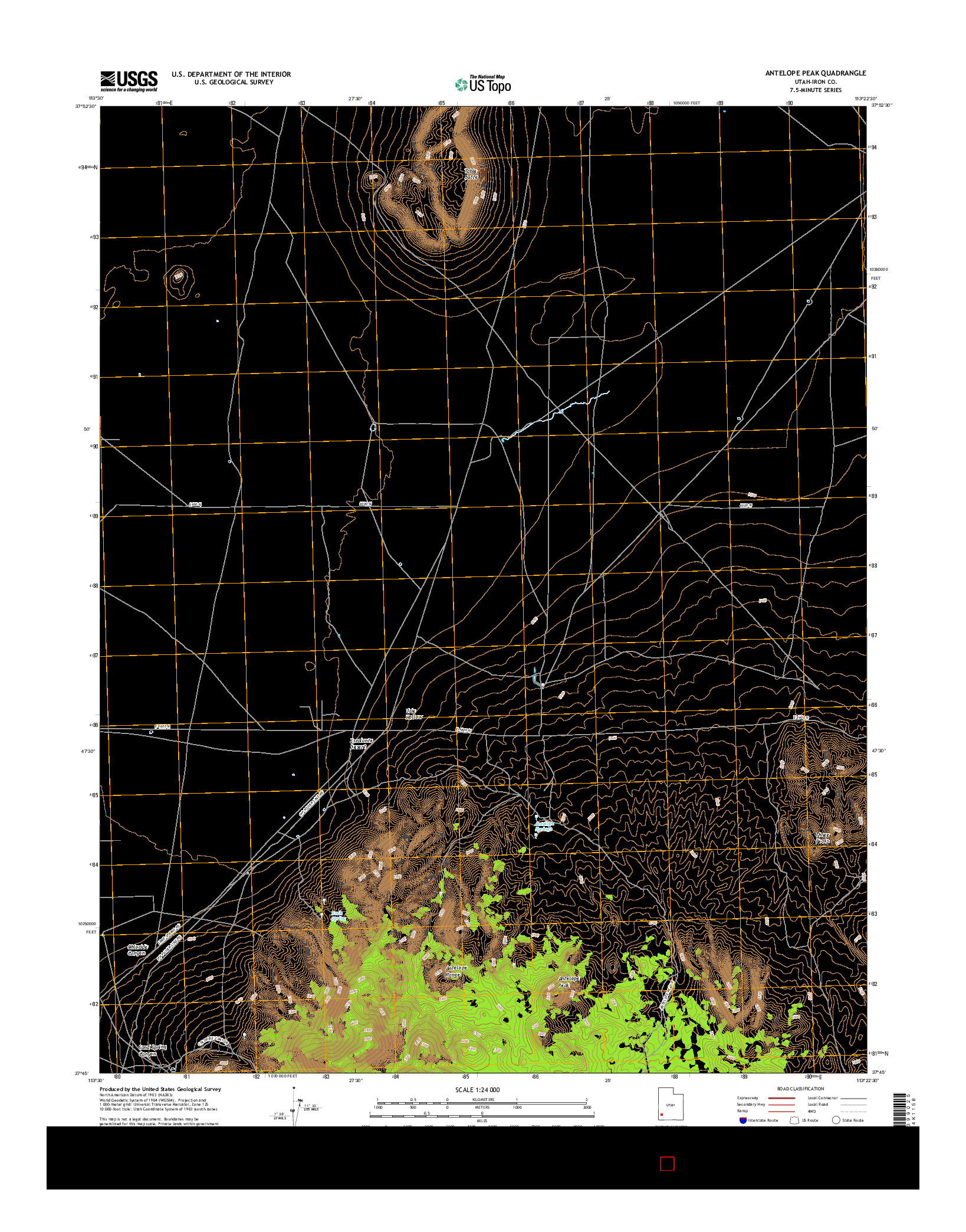 USGS US TOPO 7.5-MINUTE MAP FOR ANTELOPE PEAK, UT 2017