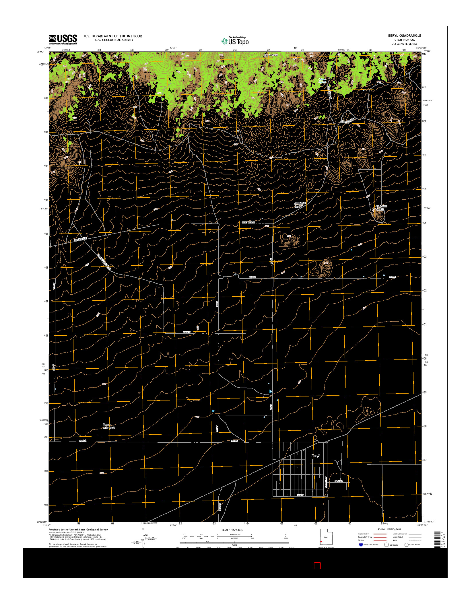 USGS US TOPO 7.5-MINUTE MAP FOR BERYL, UT 2017