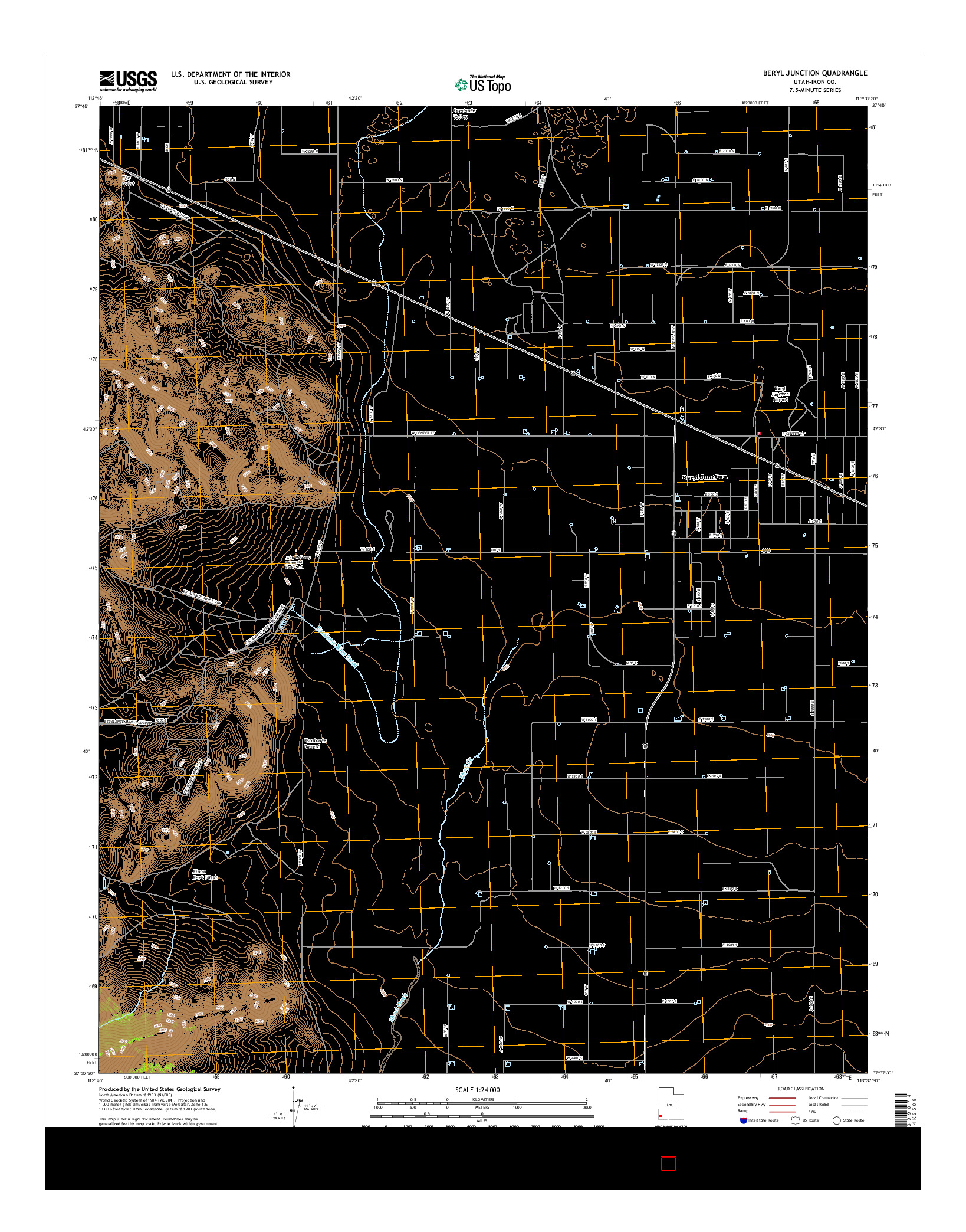 USGS US TOPO 7.5-MINUTE MAP FOR BERYL JUNCTION, UT 2017