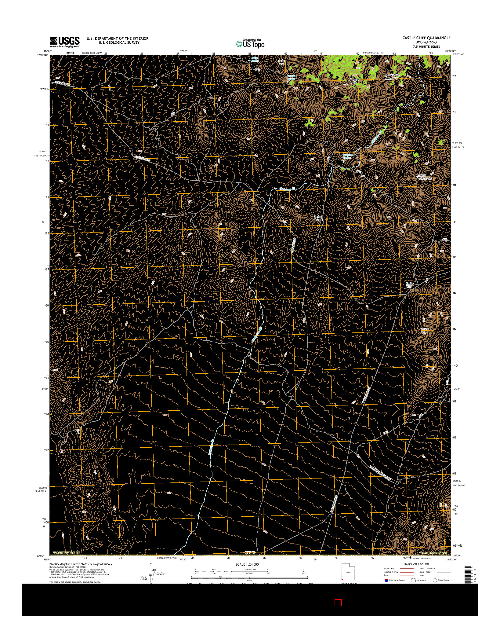 USGS US TOPO 7.5-MINUTE MAP FOR CASTLE CLIFF, UT-AZ 2017