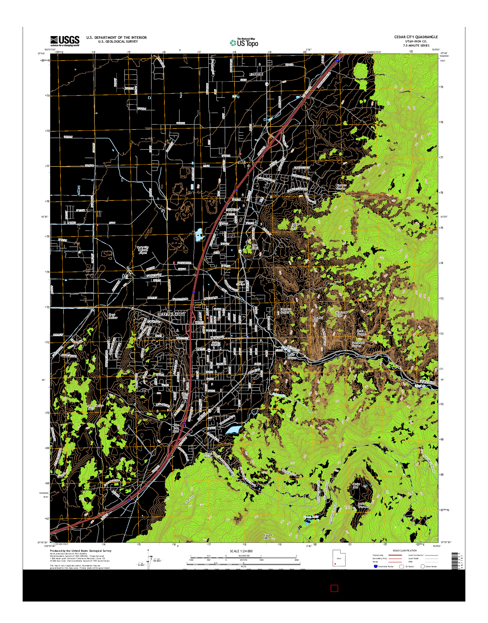 USGS US TOPO 7.5-MINUTE MAP FOR CEDAR CITY, UT 2017