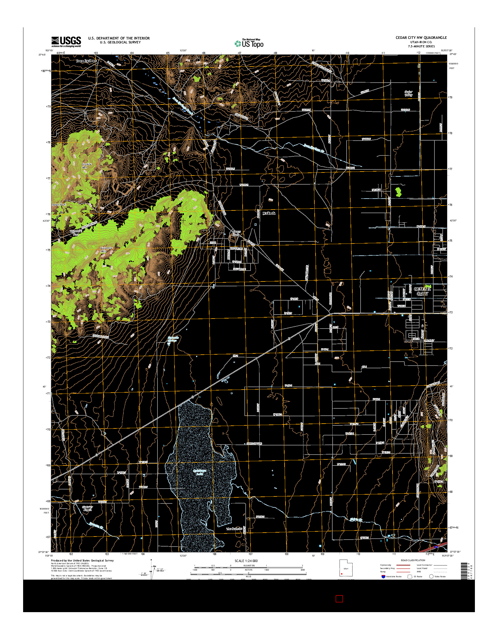 USGS US TOPO 7.5-MINUTE MAP FOR CEDAR CITY NW, UT 2017