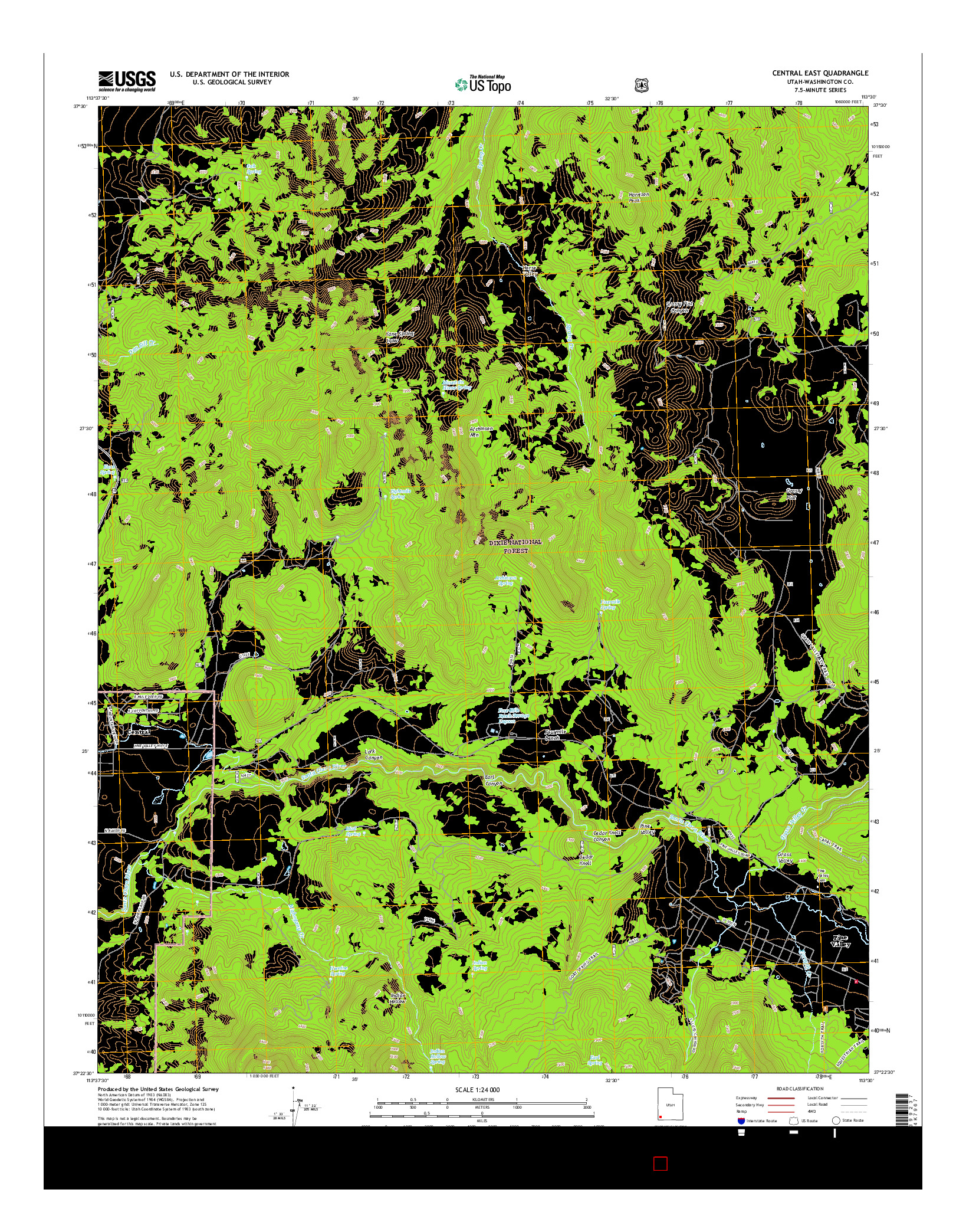 USGS US TOPO 7.5-MINUTE MAP FOR CENTRAL EAST, UT 2017