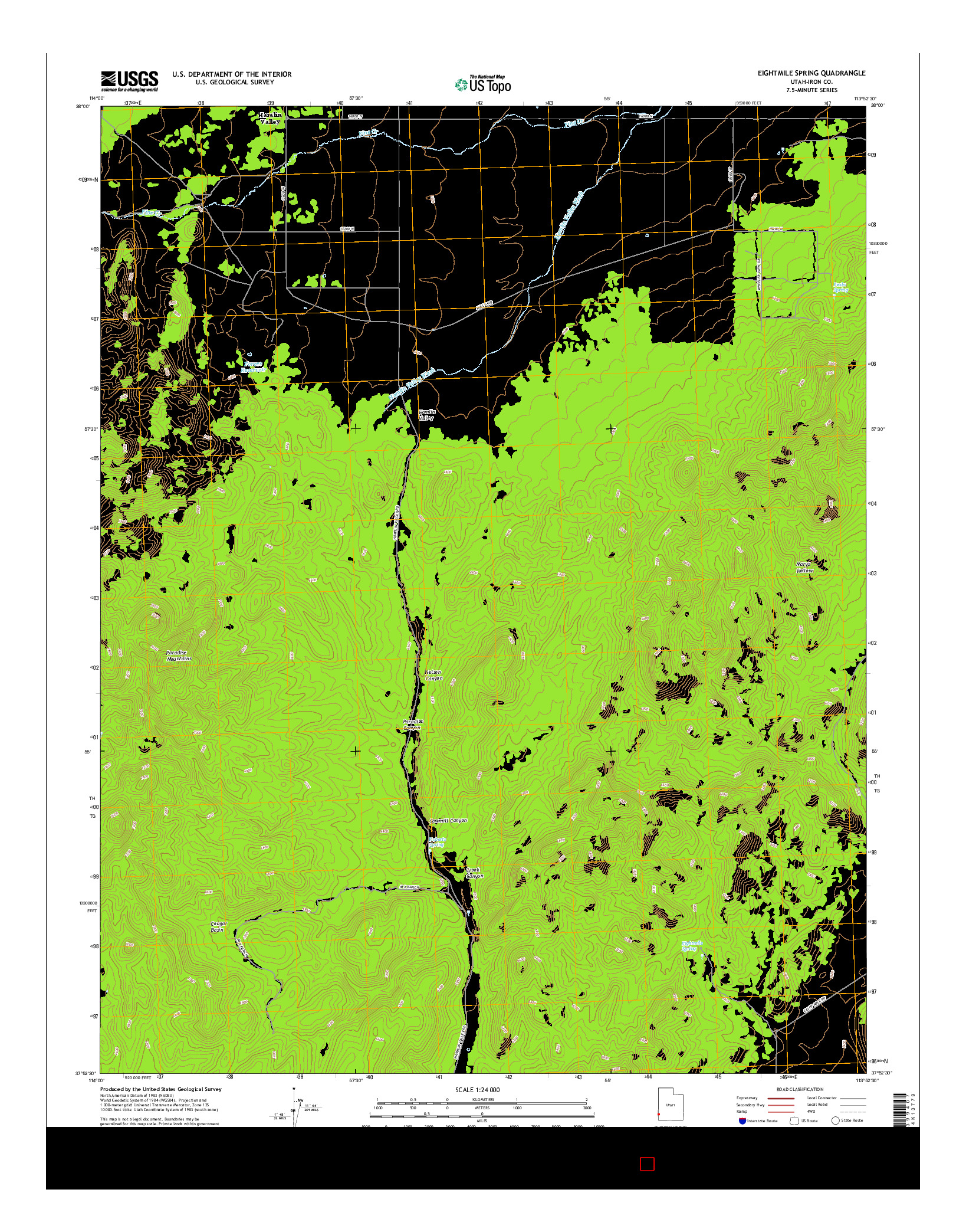 USGS US TOPO 7.5-MINUTE MAP FOR EIGHTMILE SPRING, UT 2017