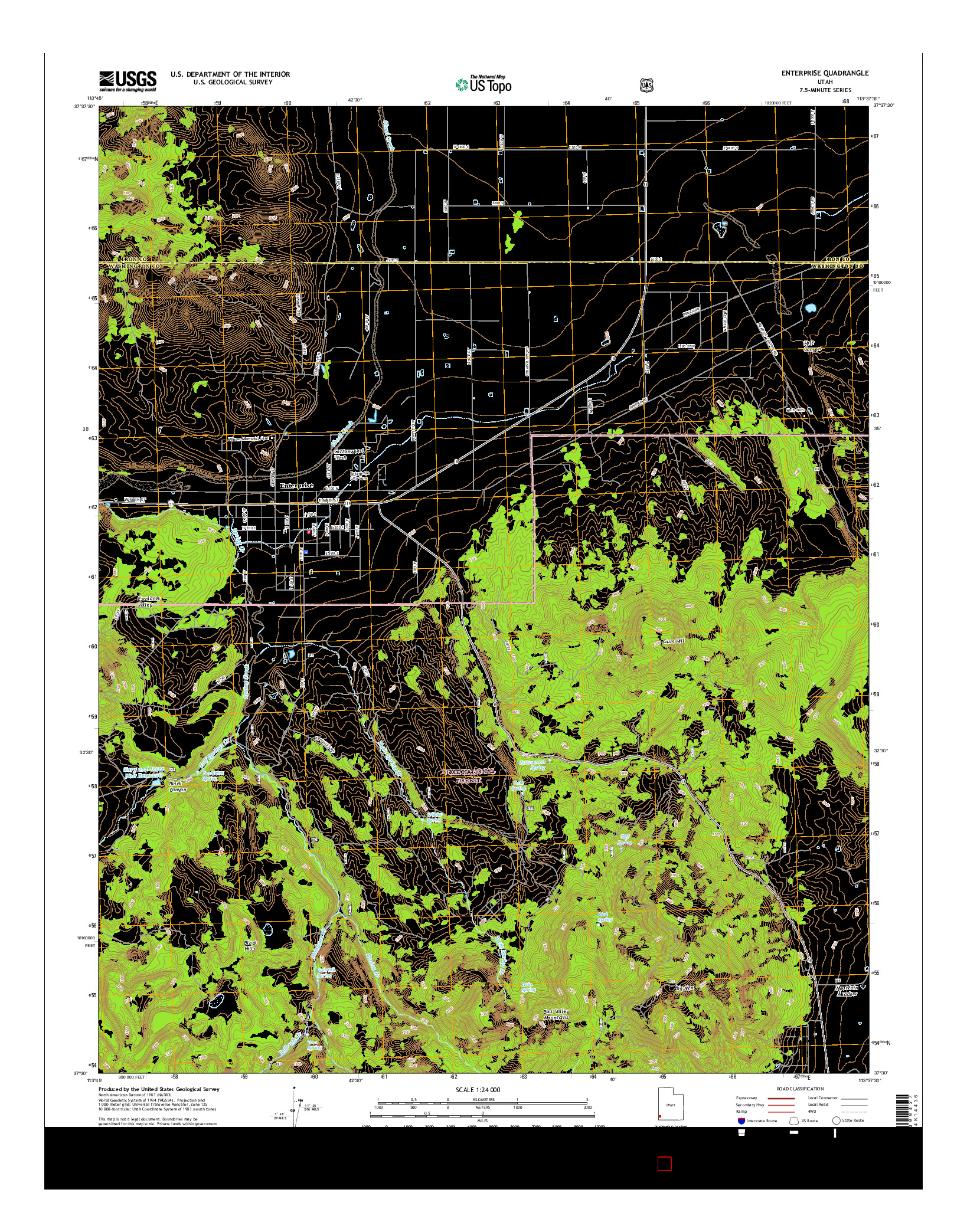 USGS US TOPO 7.5-MINUTE MAP FOR ENTERPRISE, UT 2017