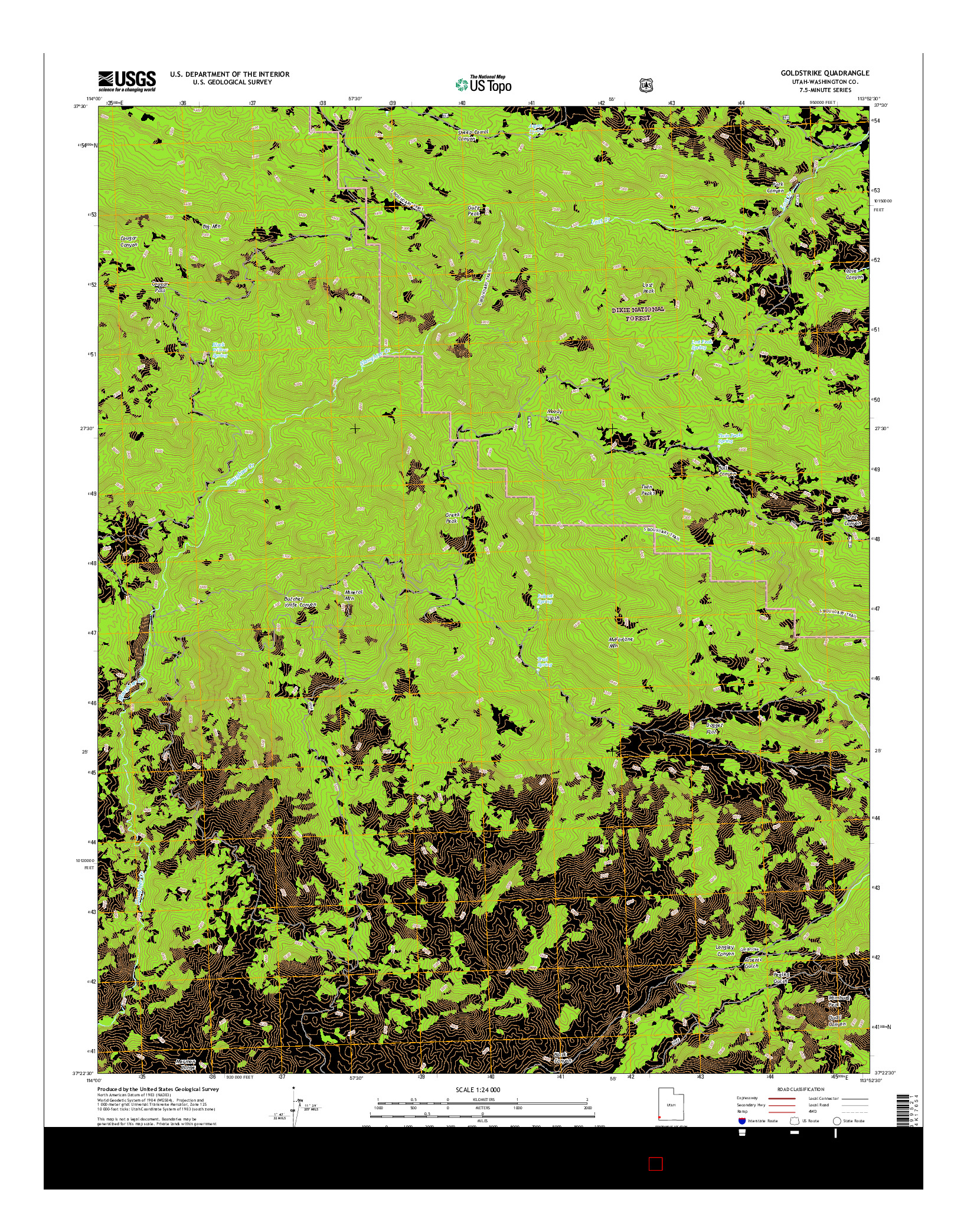 USGS US TOPO 7.5-MINUTE MAP FOR GOLDSTRIKE, UT 2017