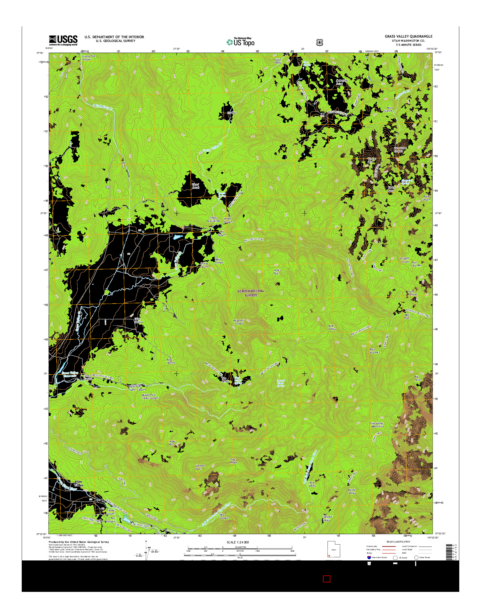 USGS US TOPO 7.5-MINUTE MAP FOR GRASS VALLEY, UT 2017