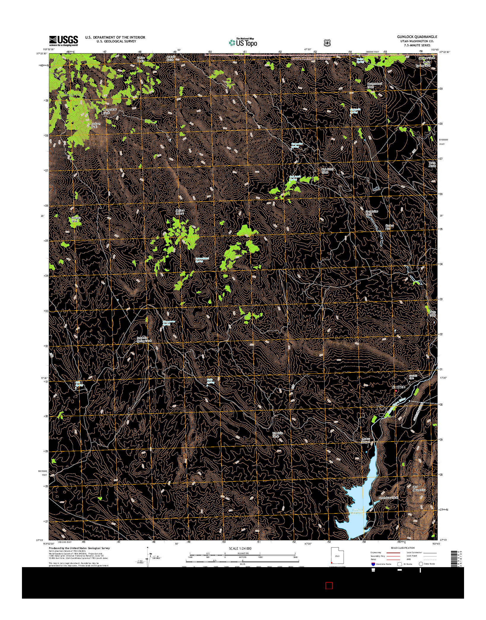 USGS US TOPO 7.5-MINUTE MAP FOR GUNLOCK, UT 2017