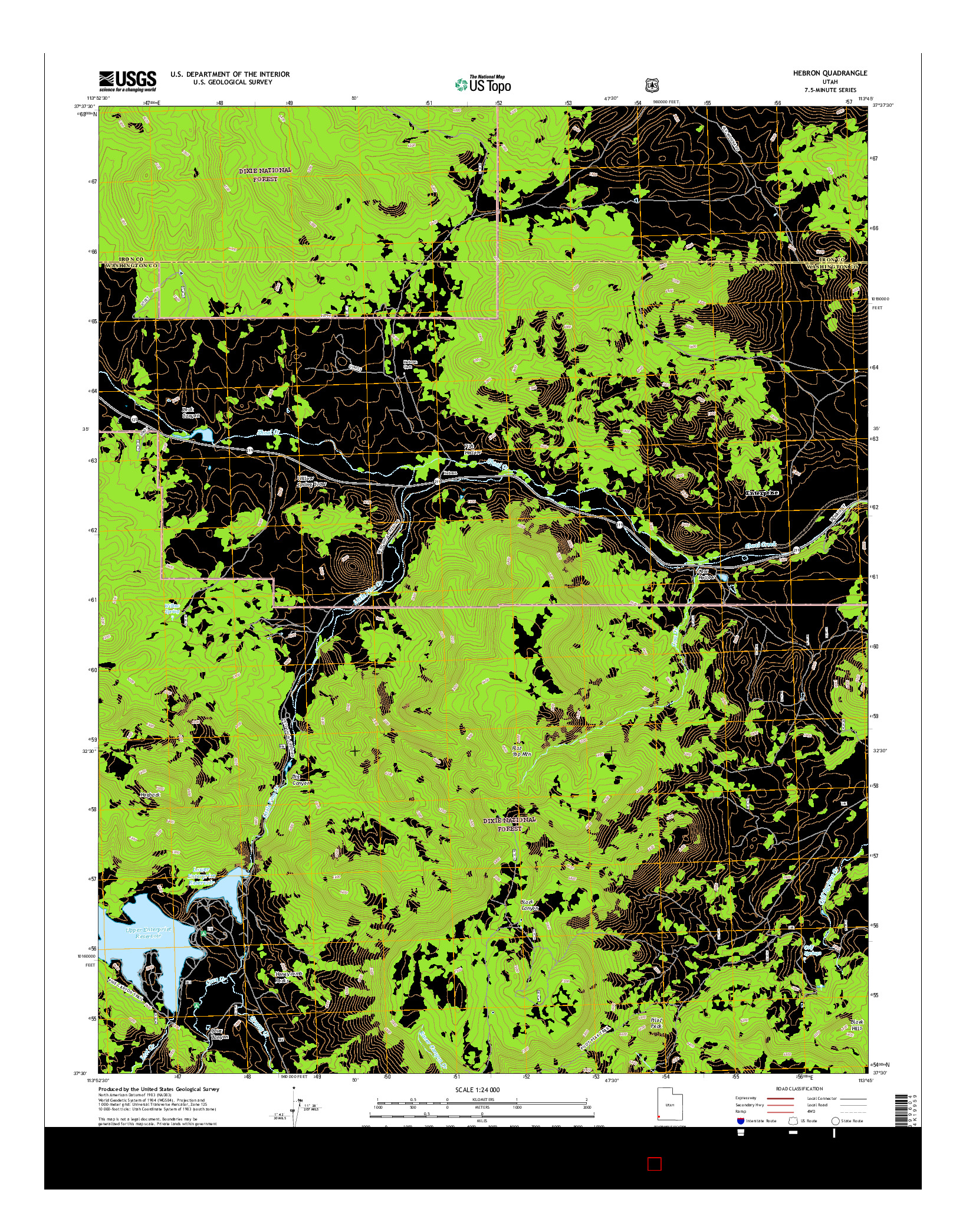 USGS US TOPO 7.5-MINUTE MAP FOR HEBRON, UT 2017