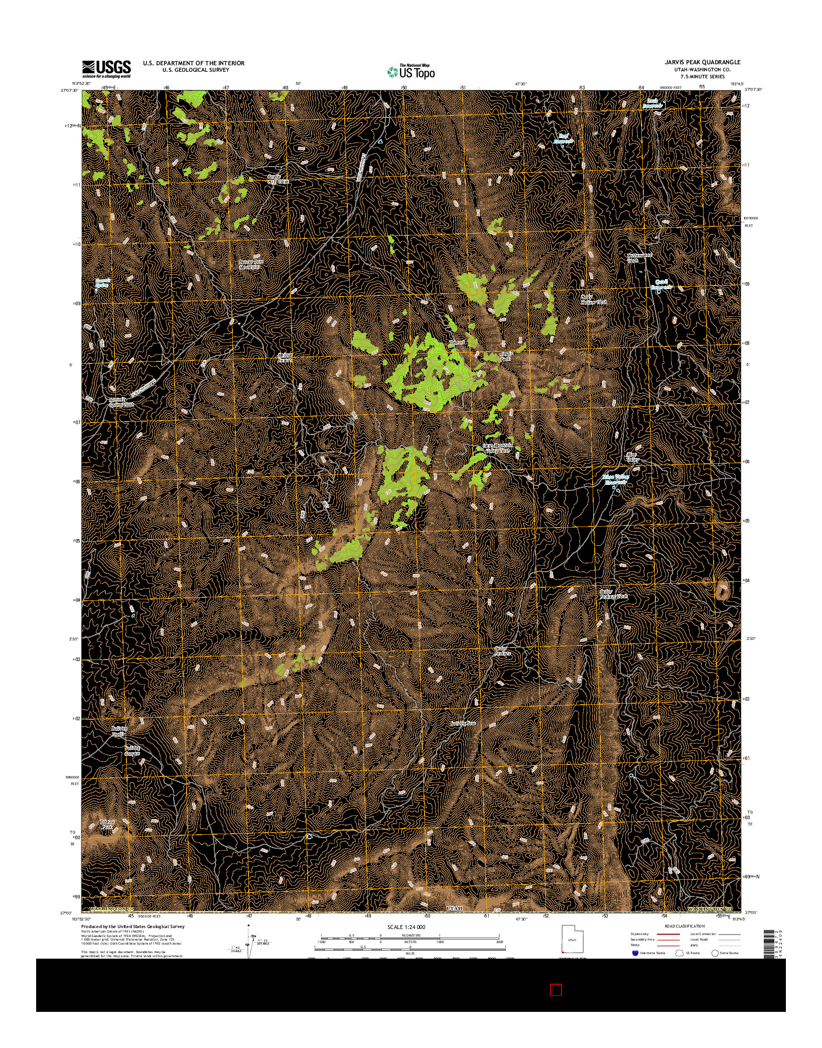 USGS US TOPO 7.5-MINUTE MAP FOR JARVIS PEAK, UT 2017