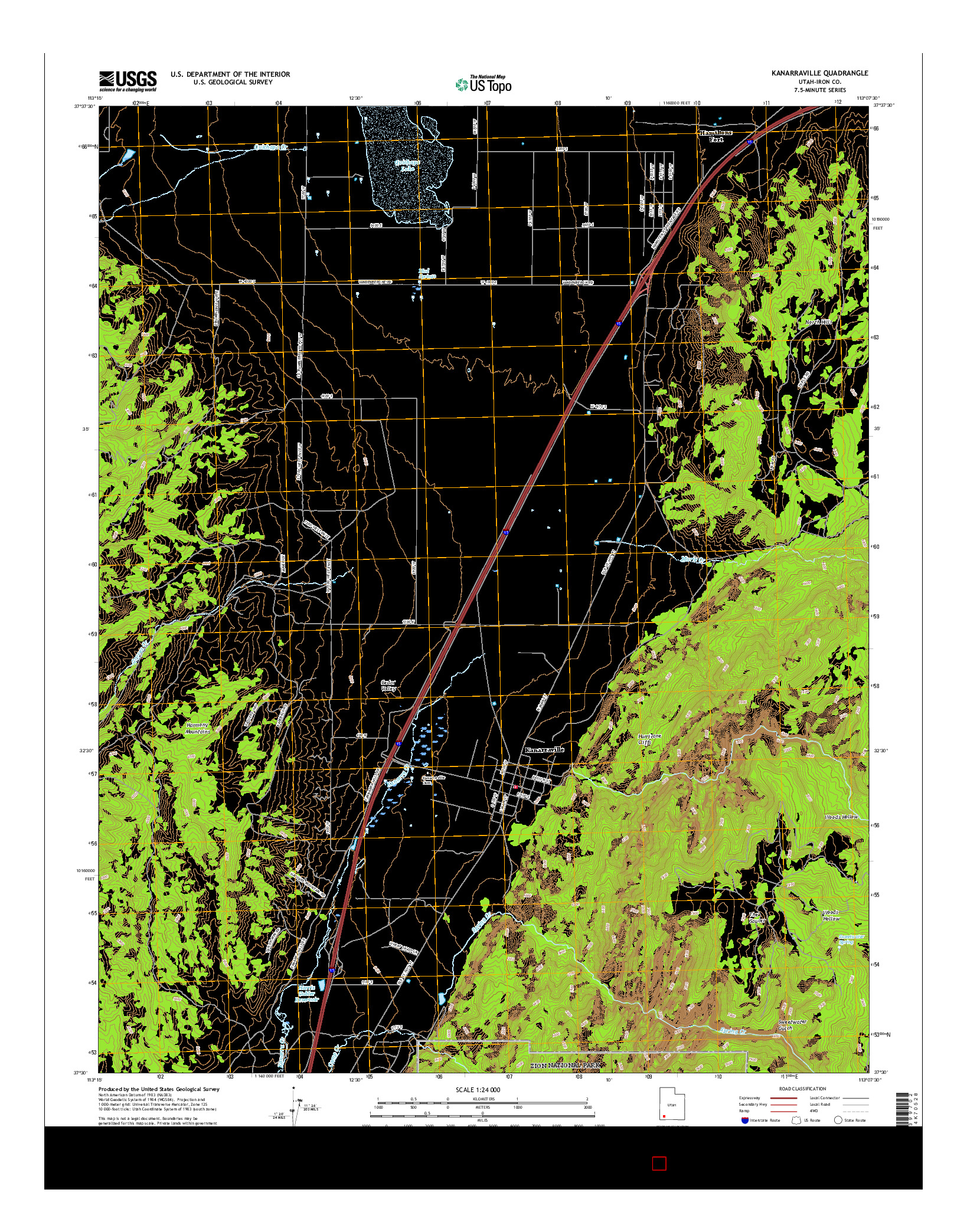 USGS US TOPO 7.5-MINUTE MAP FOR KANARRAVILLE, UT 2017