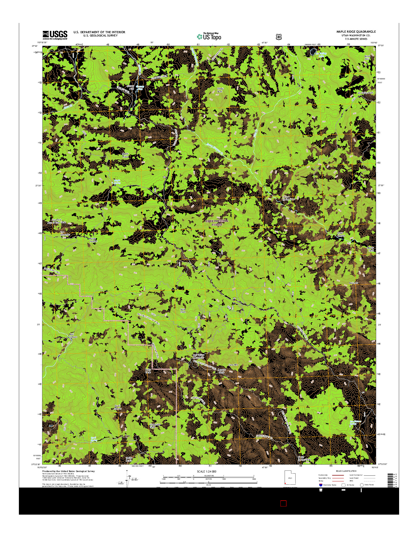 USGS US TOPO 7.5-MINUTE MAP FOR MAPLE RIDGE, UT 2017