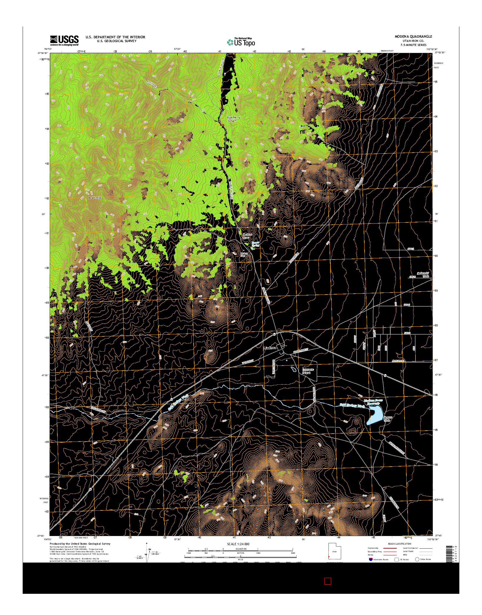 USGS US TOPO 7.5-MINUTE MAP FOR MODENA, UT 2017