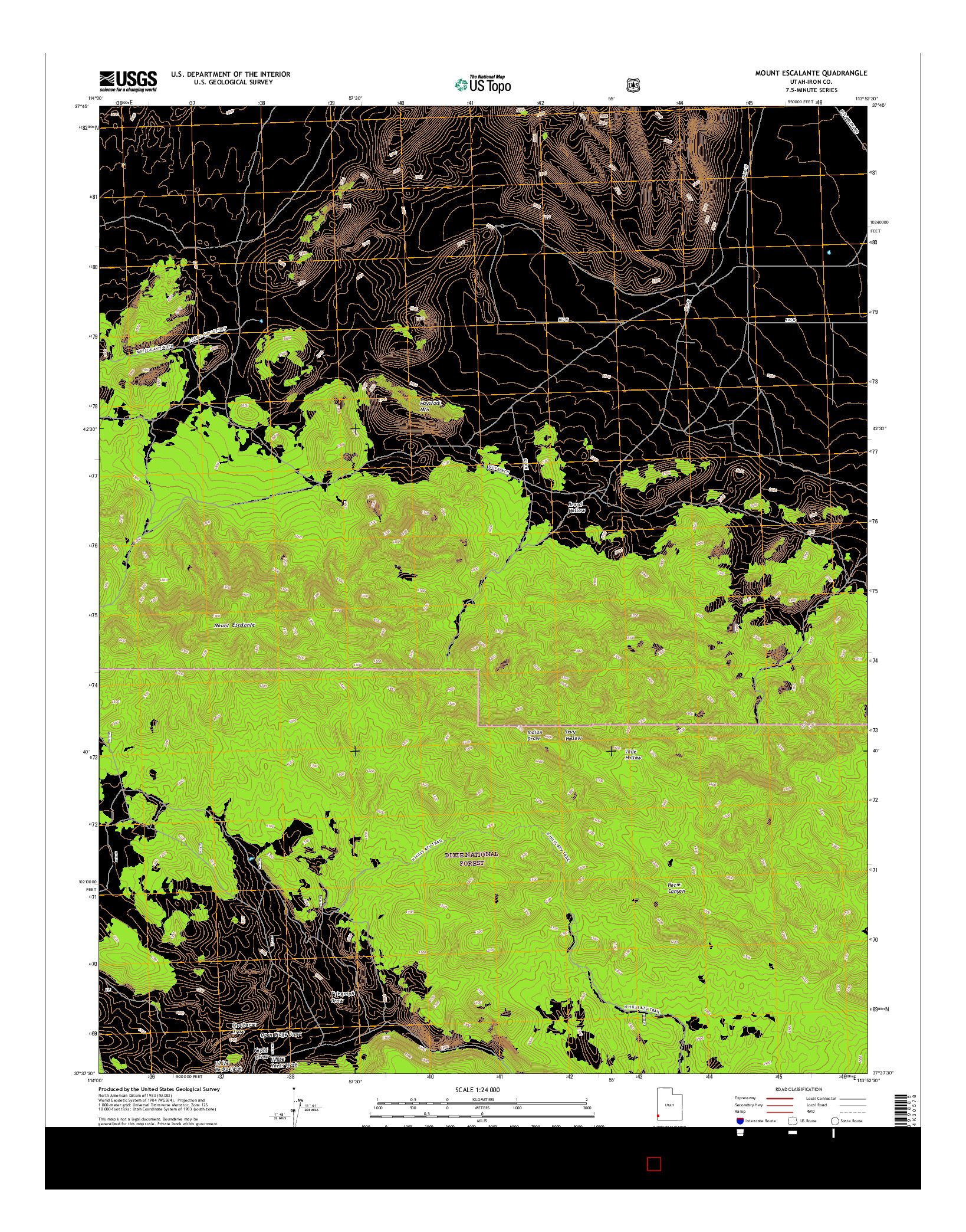 USGS US TOPO 7.5-MINUTE MAP FOR MOUNT ESCALANTE, UT 2017