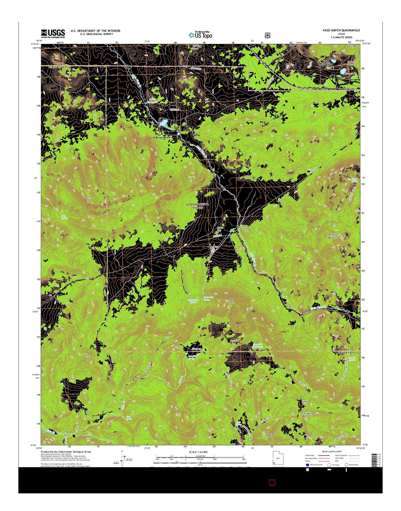 USGS US TOPO 7.5-MINUTE MAP FOR PAGE RANCH, UT 2017