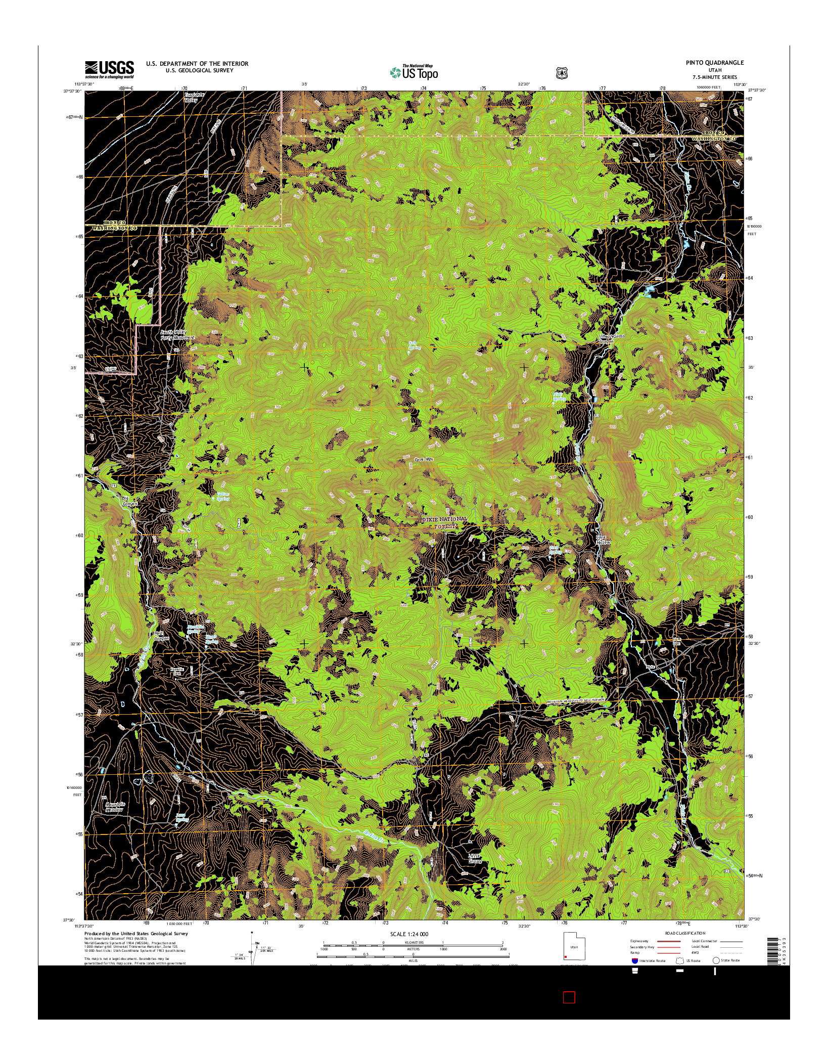 USGS US TOPO 7.5-MINUTE MAP FOR PINTO, UT 2017