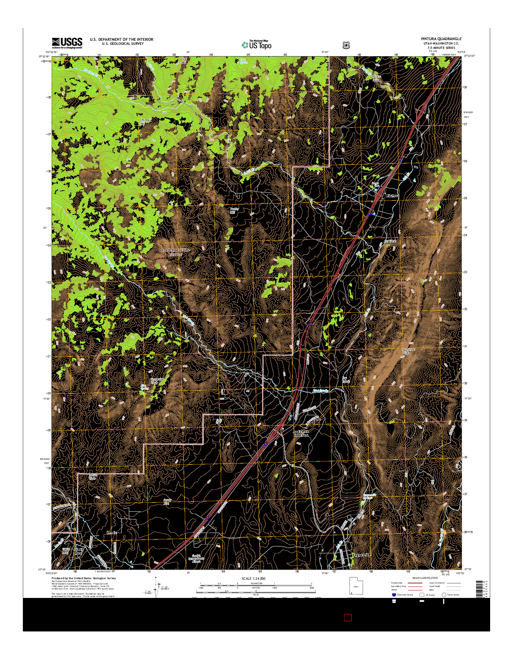 USGS US TOPO 7.5-MINUTE MAP FOR PINTURA, UT 2017