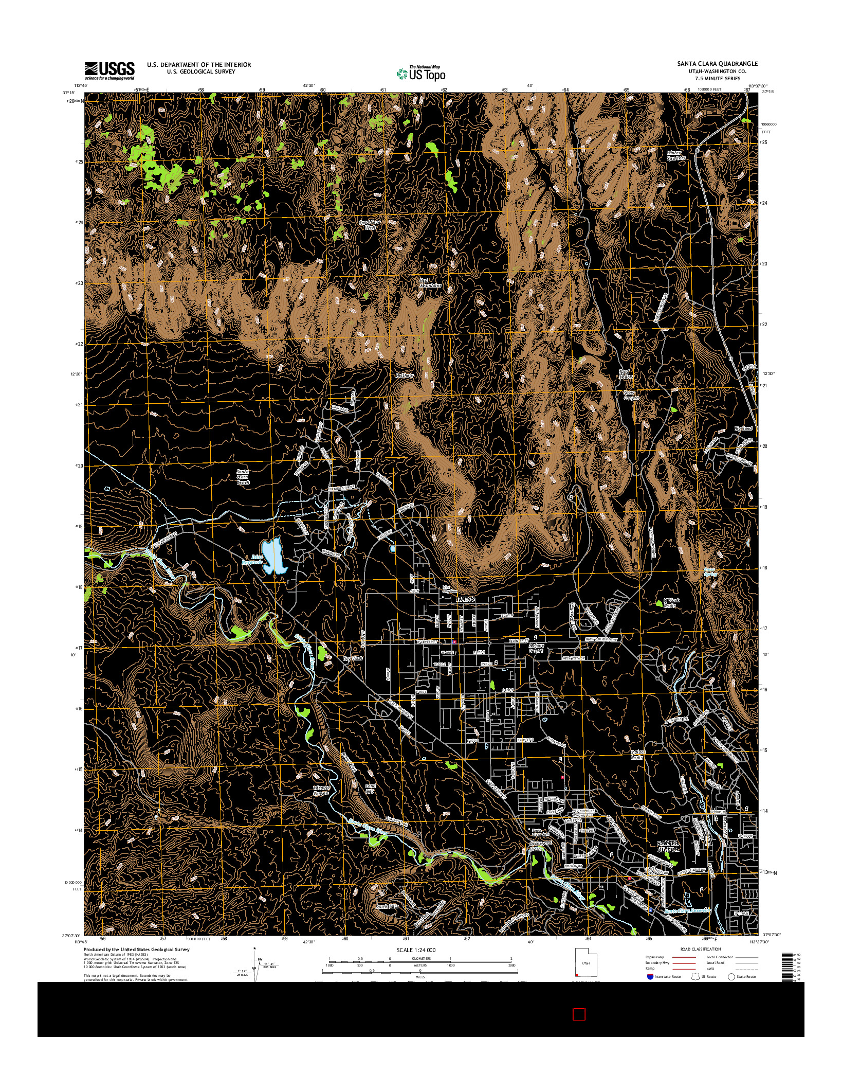 USGS US TOPO 7.5-MINUTE MAP FOR SANTA CLARA, UT 2017