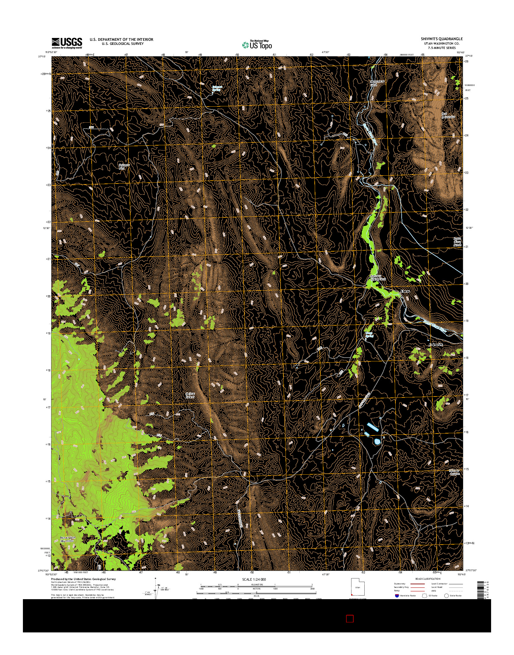 USGS US TOPO 7.5-MINUTE MAP FOR SHIVWITS, UT 2017