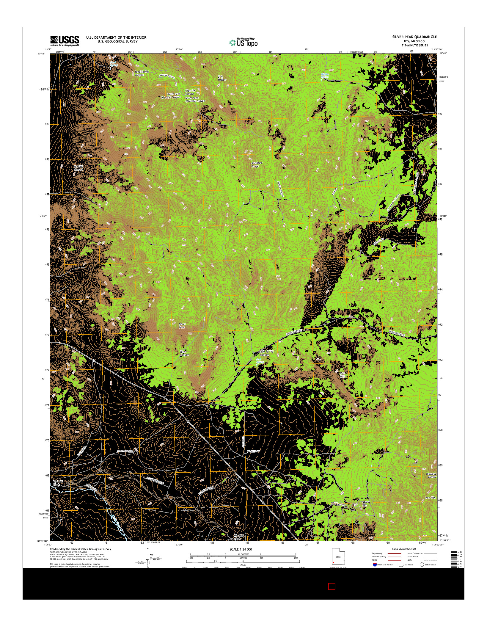 USGS US TOPO 7.5-MINUTE MAP FOR SILVER PEAK, UT 2017