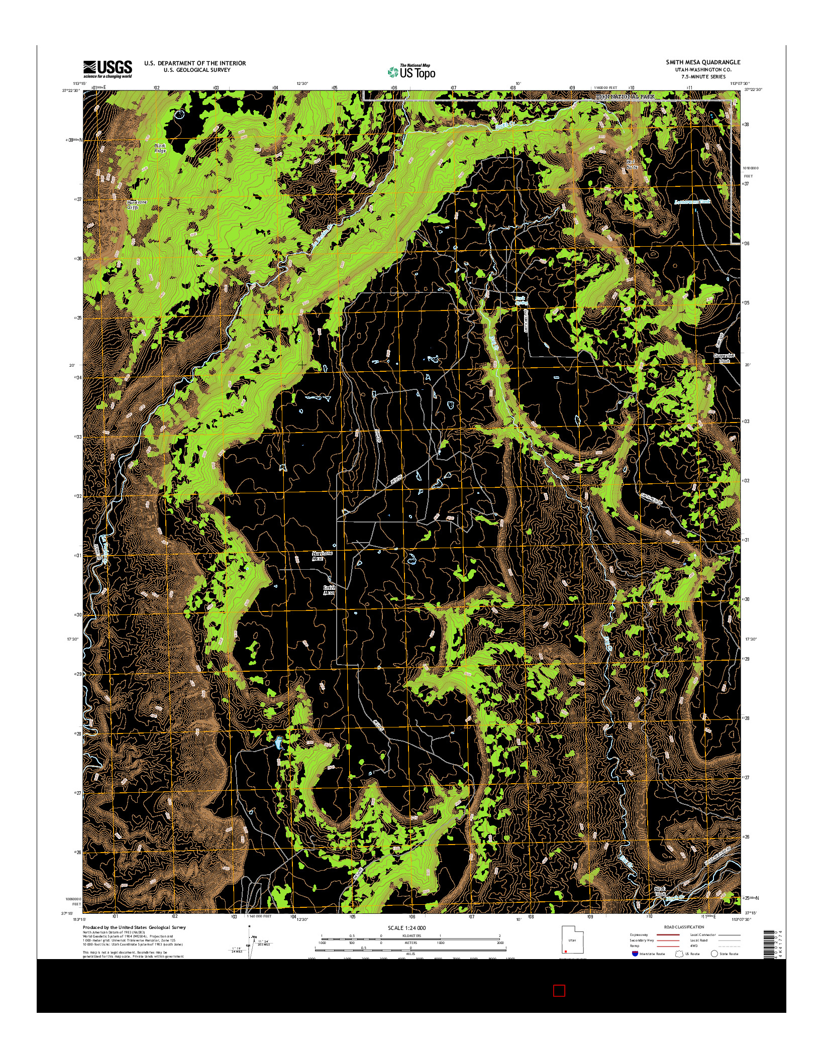 USGS US TOPO 7.5-MINUTE MAP FOR SMITH MESA, UT 2017