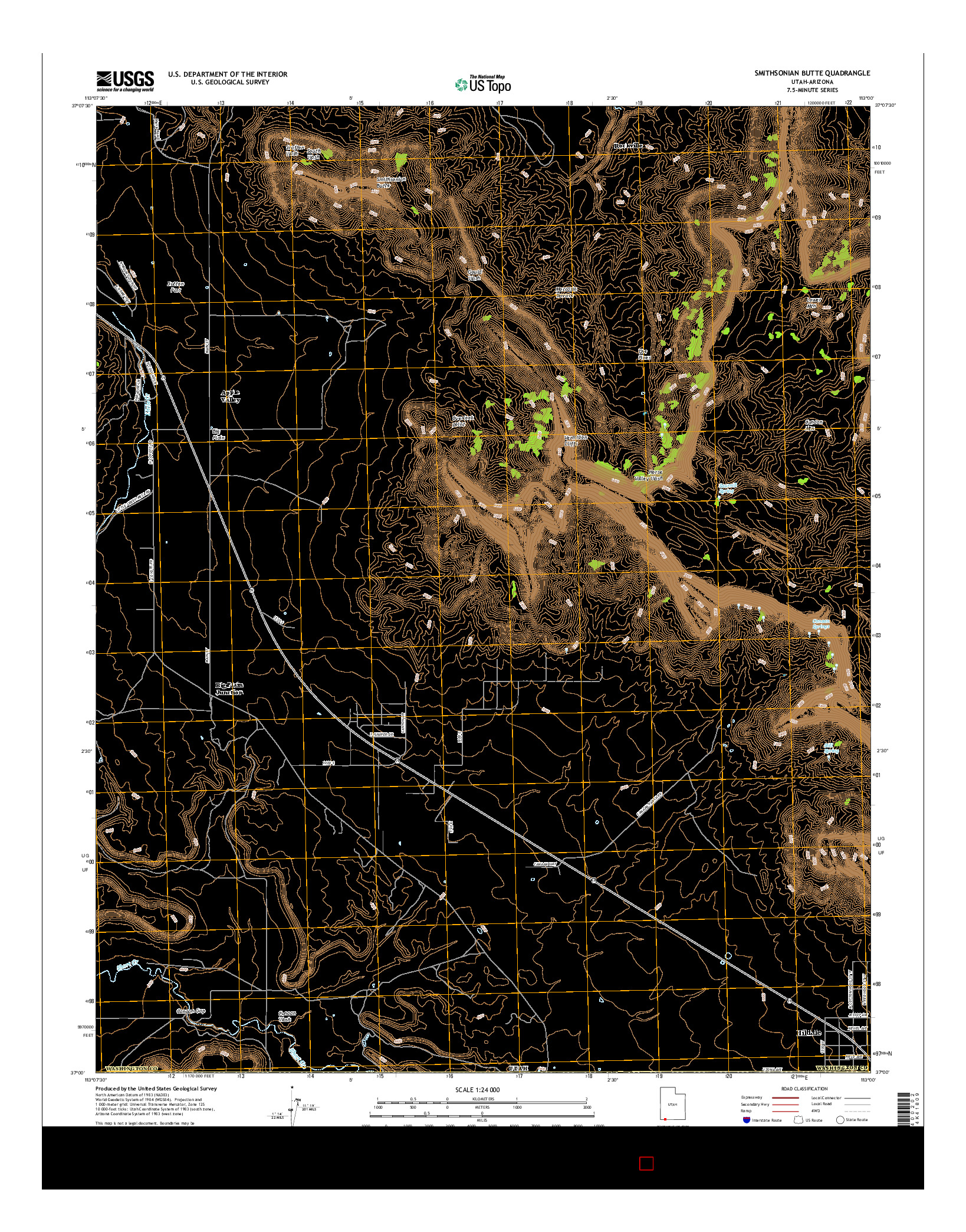 USGS US TOPO 7.5-MINUTE MAP FOR SMITHSONIAN BUTTE, UT-AZ 2017