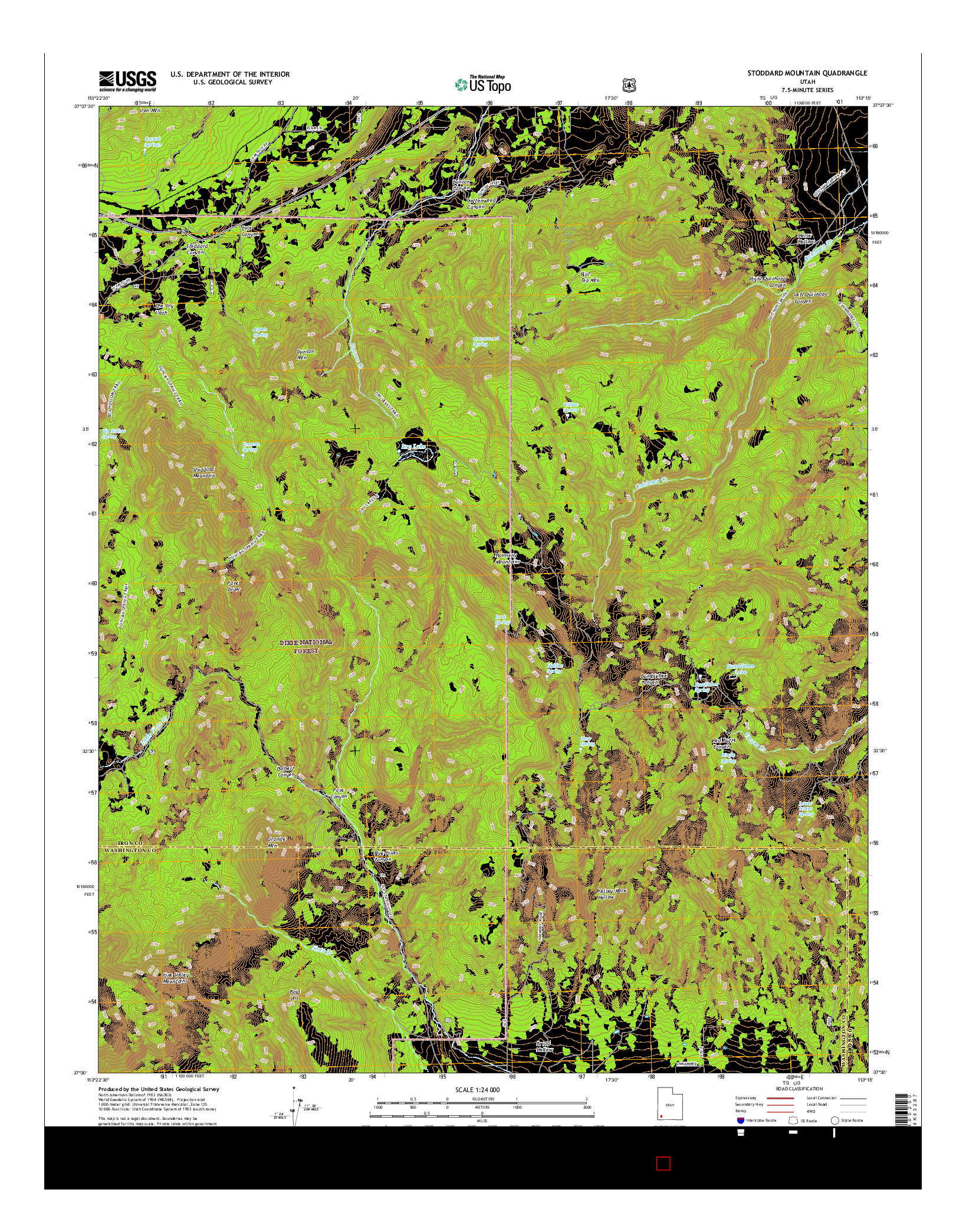 USGS US TOPO 7.5-MINUTE MAP FOR STODDARD MOUNTAIN, UT 2017