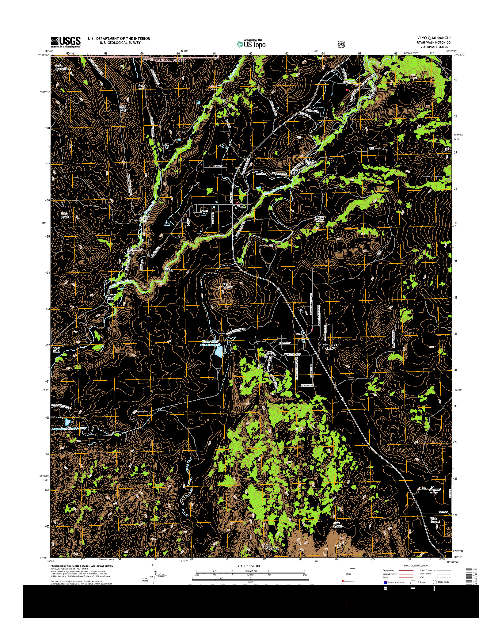 USGS US TOPO 7.5-MINUTE MAP FOR VEYO, UT 2017