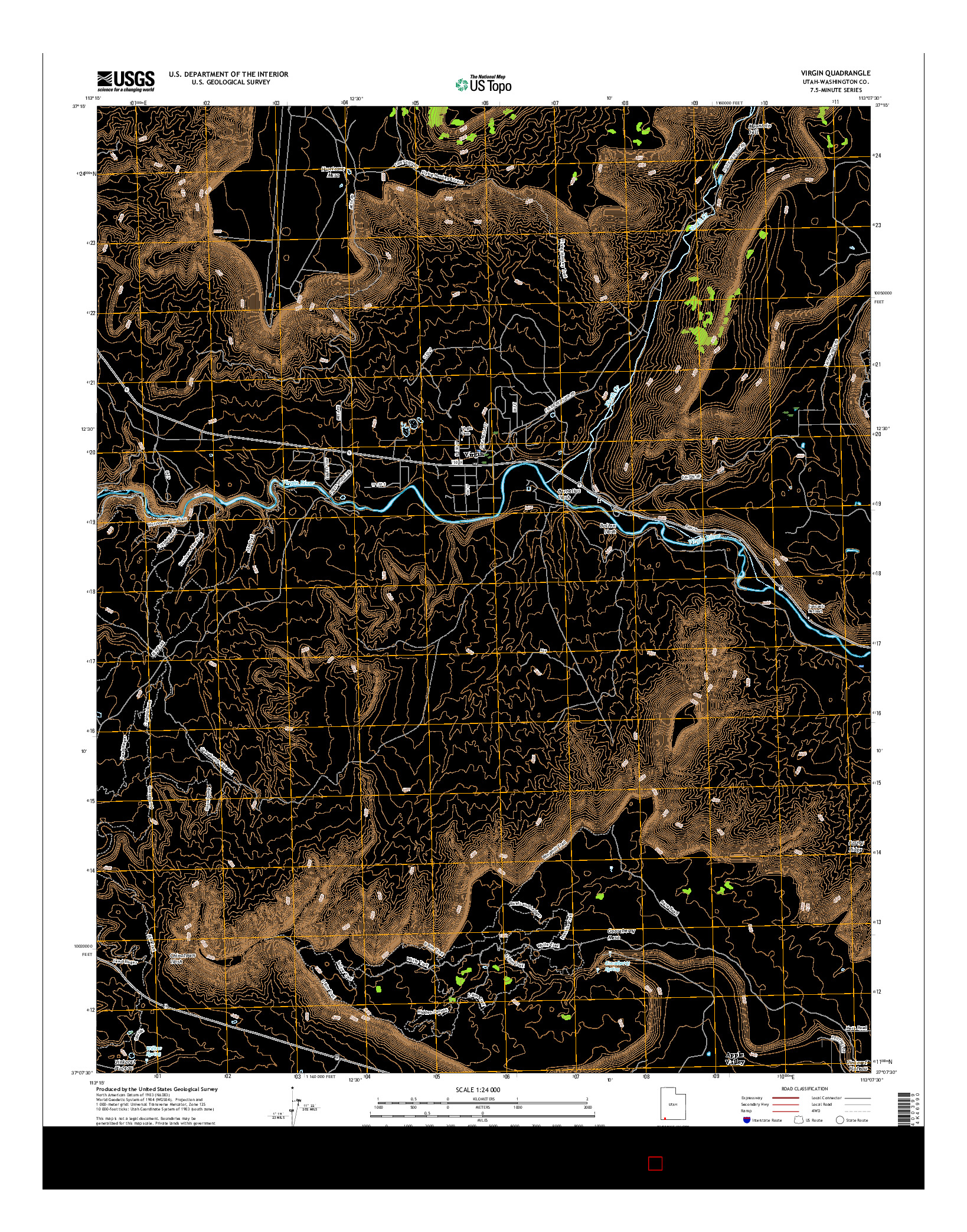 USGS US TOPO 7.5-MINUTE MAP FOR VIRGIN, UT 2017