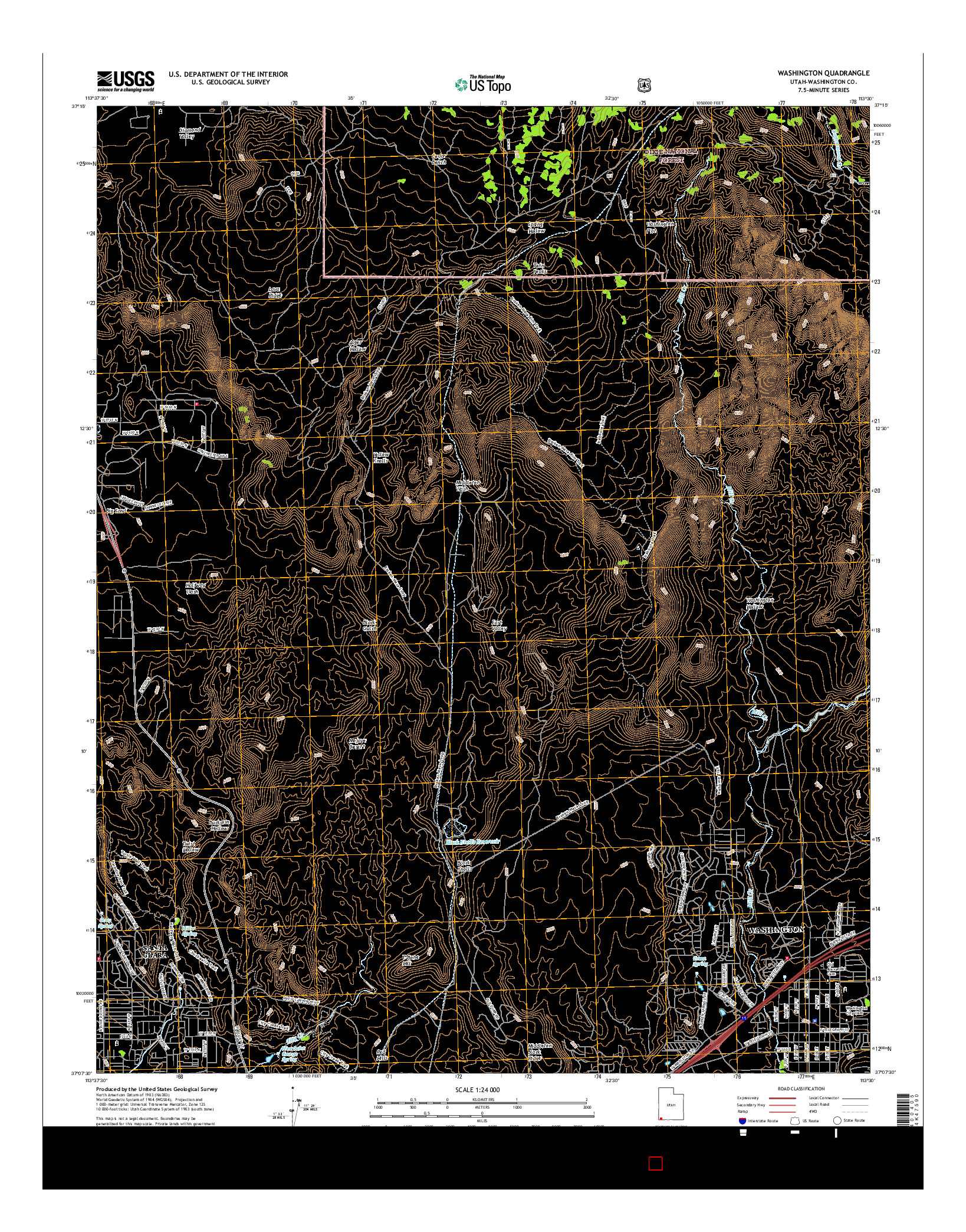 USGS US TOPO 7.5-MINUTE MAP FOR WASHINGTON, UT 2017