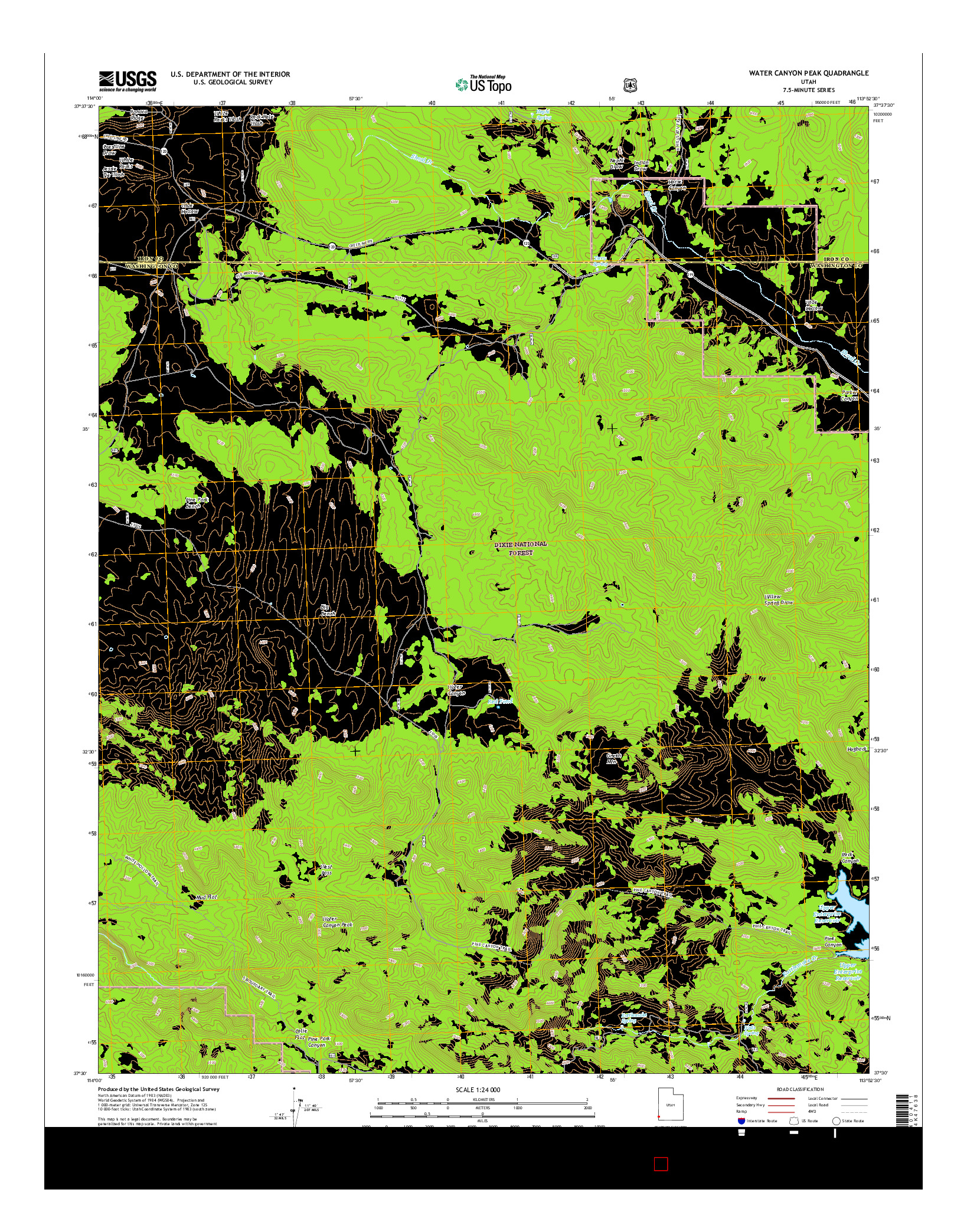 USGS US TOPO 7.5-MINUTE MAP FOR WATER CANYON PEAK, UT 2017