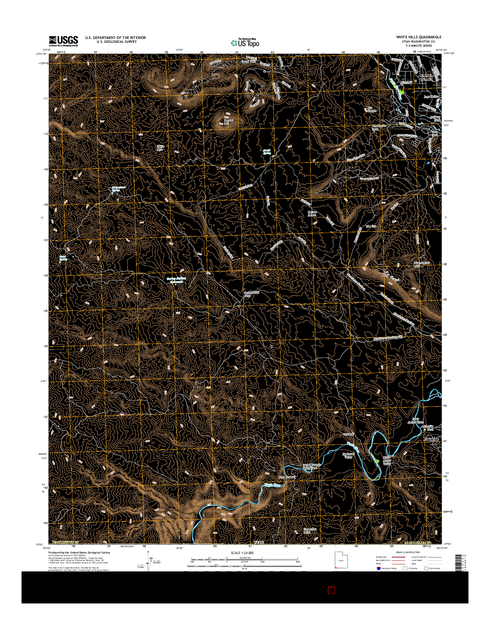 USGS US TOPO 7.5-MINUTE MAP FOR WHITE HILLS, UT 2017