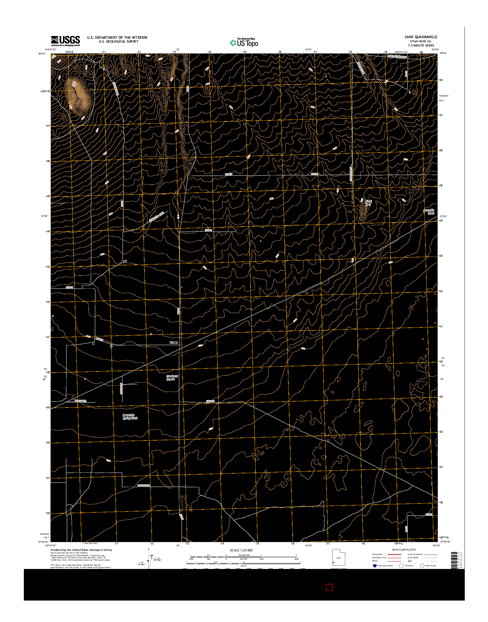 USGS US TOPO 7.5-MINUTE MAP FOR ZANE, UT 2017