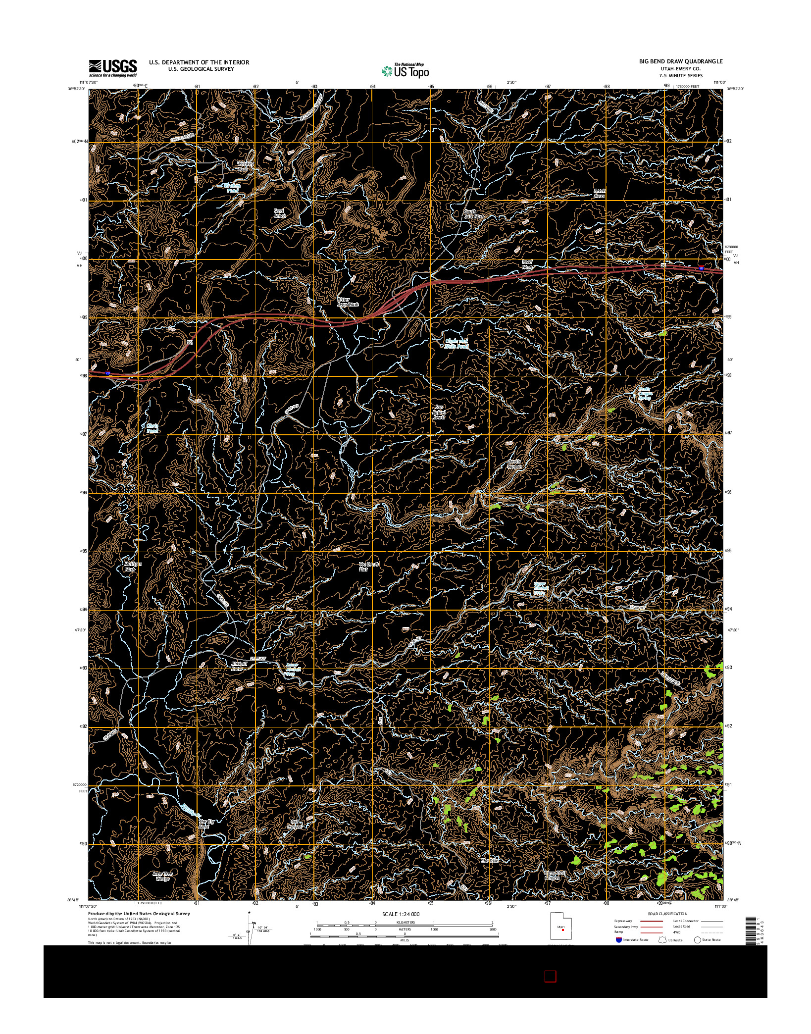 USGS US TOPO 7.5-MINUTE MAP FOR BIG BEND DRAW, UT 2017