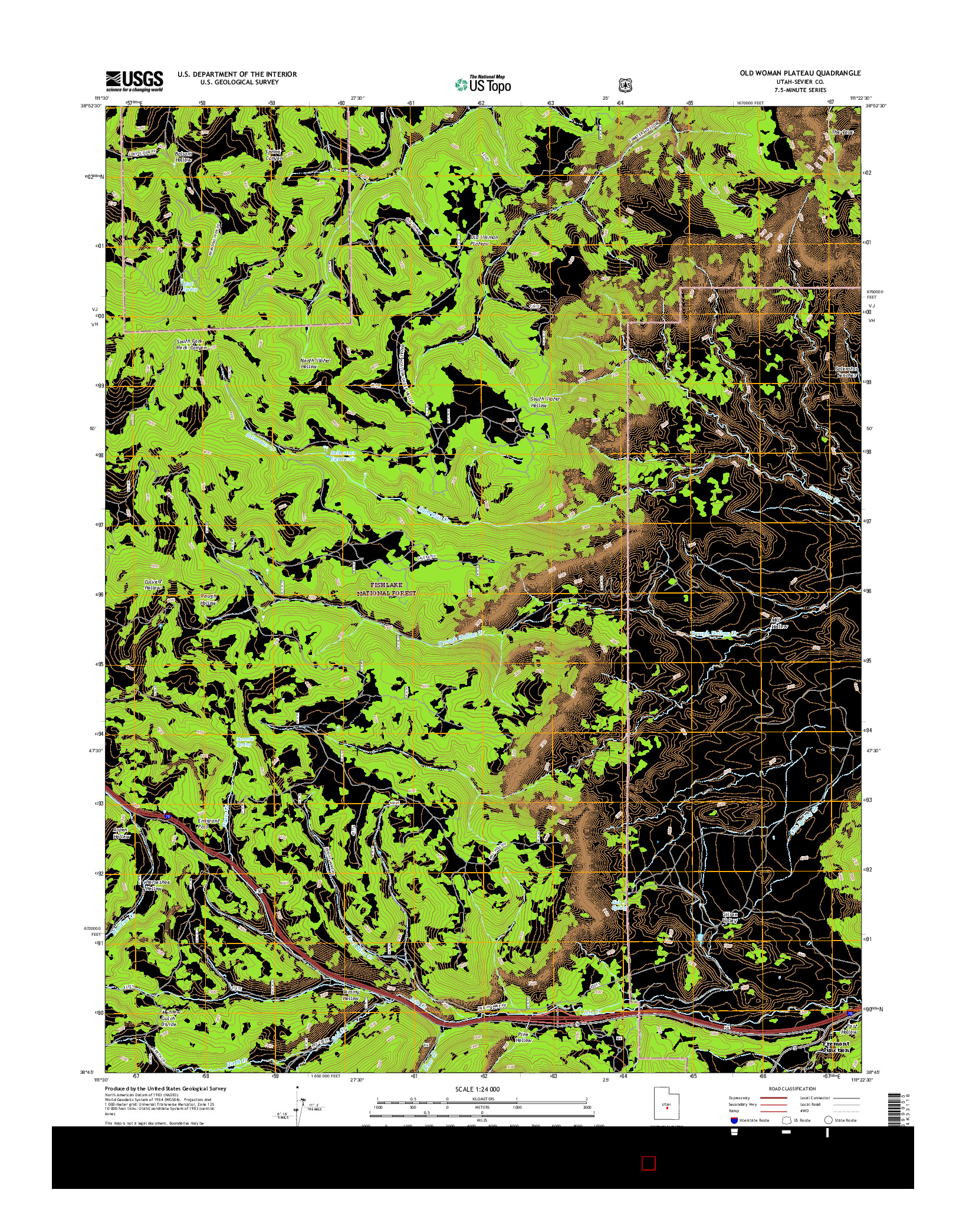 USGS US TOPO 7.5-MINUTE MAP FOR OLD WOMAN PLATEAU, UT 2017