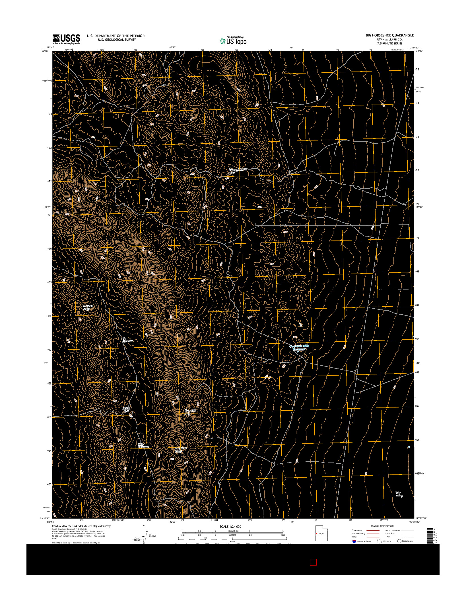 USGS US TOPO 7.5-MINUTE MAP FOR BIG HORSESHOE, UT 2017