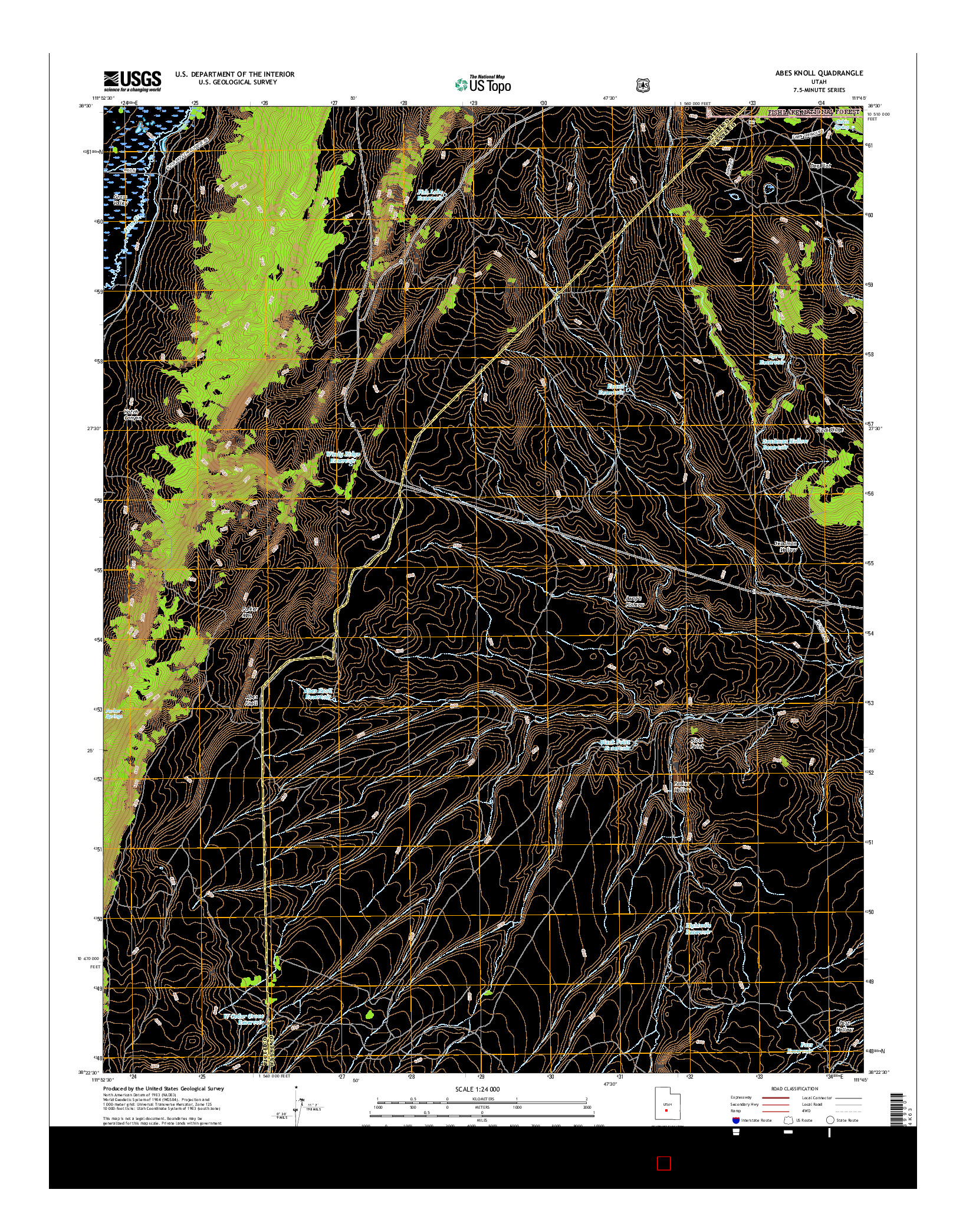 USGS US TOPO 7.5-MINUTE MAP FOR ABES KNOLL, UT 2017