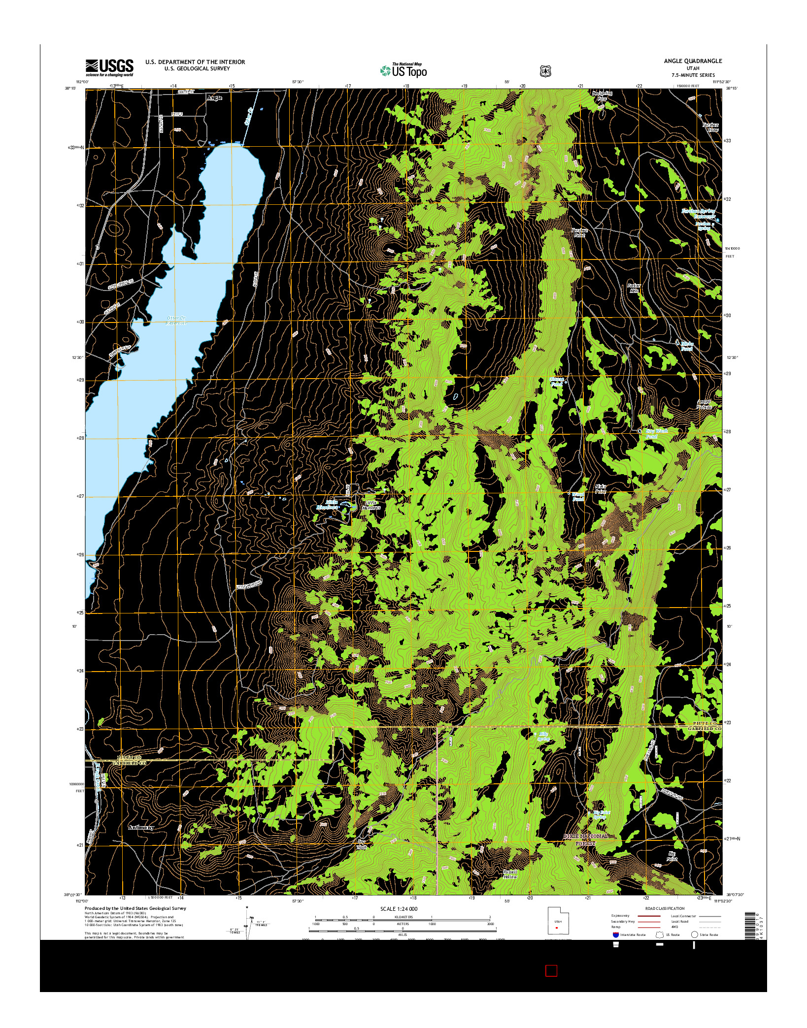 USGS US TOPO 7.5-MINUTE MAP FOR ANGLE, UT 2017