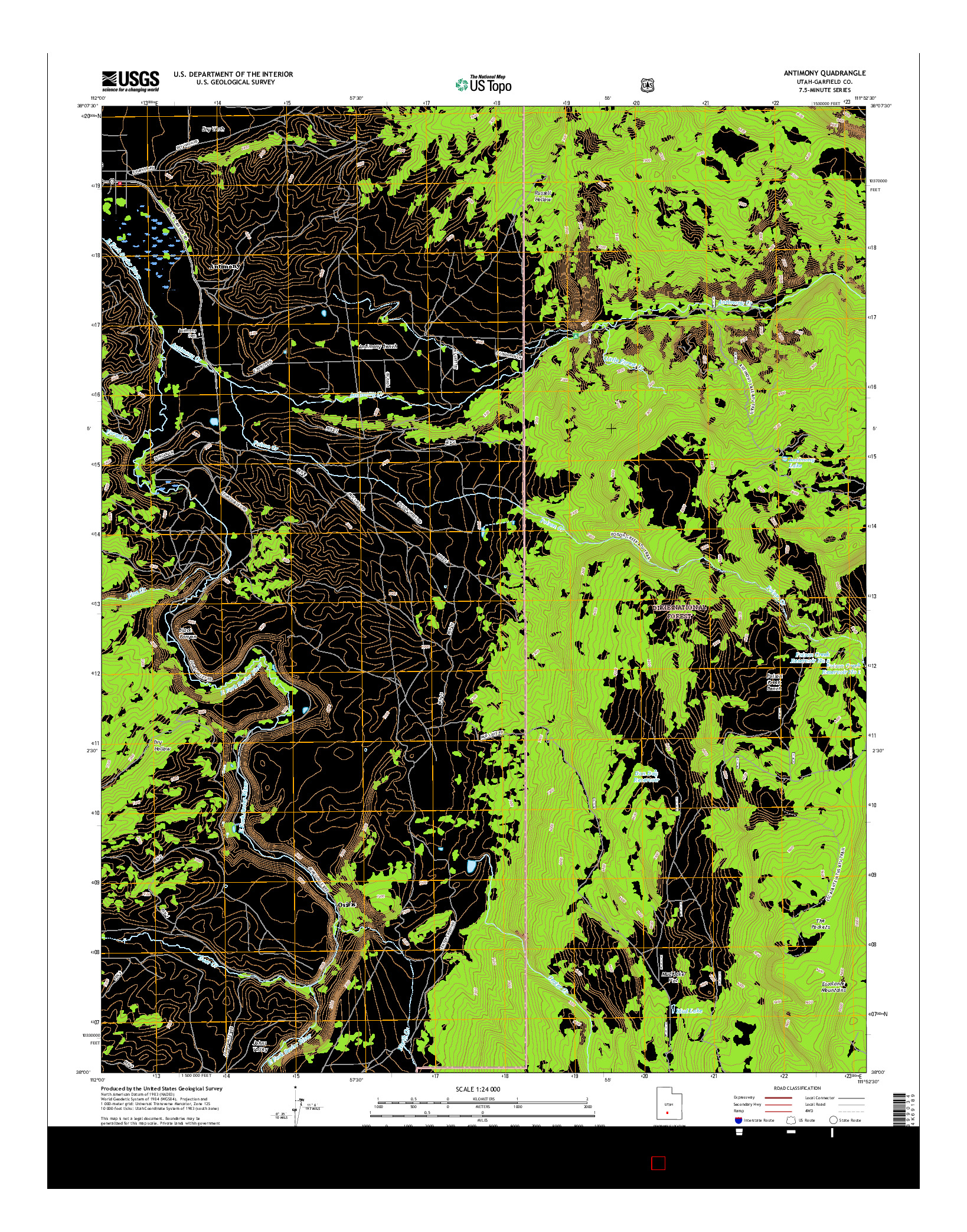 USGS US TOPO 7.5-MINUTE MAP FOR ANTIMONY, UT 2017