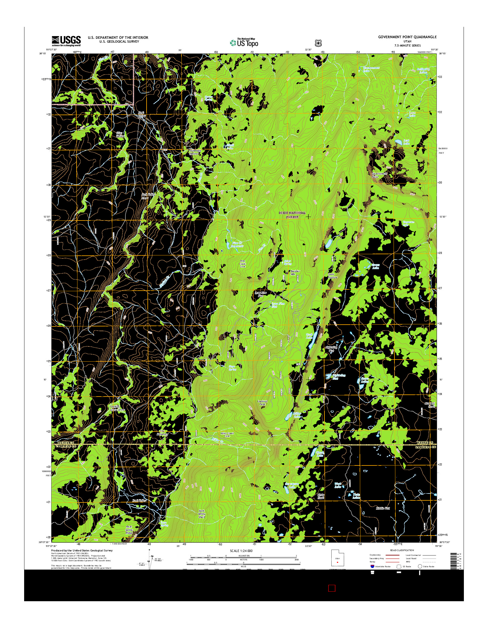 USGS US TOPO 7.5-MINUTE MAP FOR GOVERNMENT POINT, UT 2017