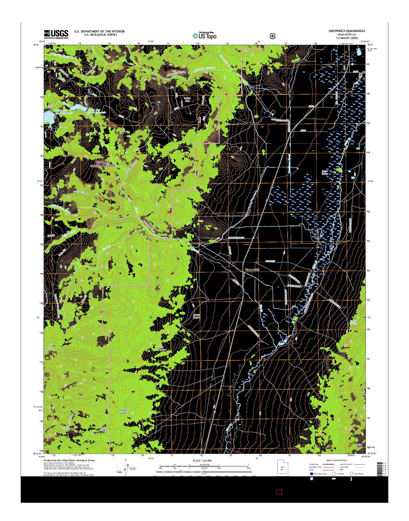 USGS US TOPO 7.5-MINUTE MAP FOR GREENWICH, UT 2017