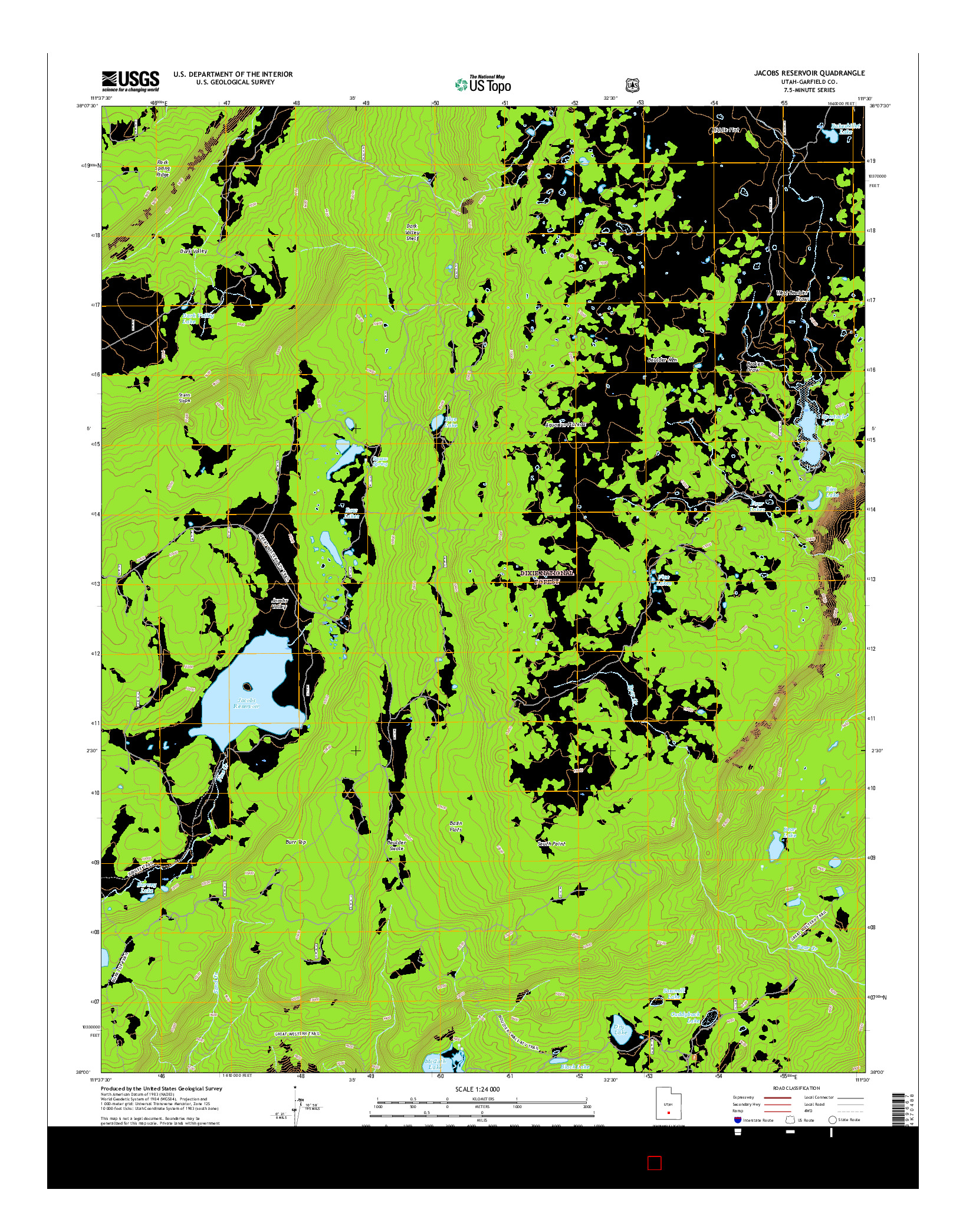 USGS US TOPO 7.5-MINUTE MAP FOR JACOBS RESERVOIR, UT 2017