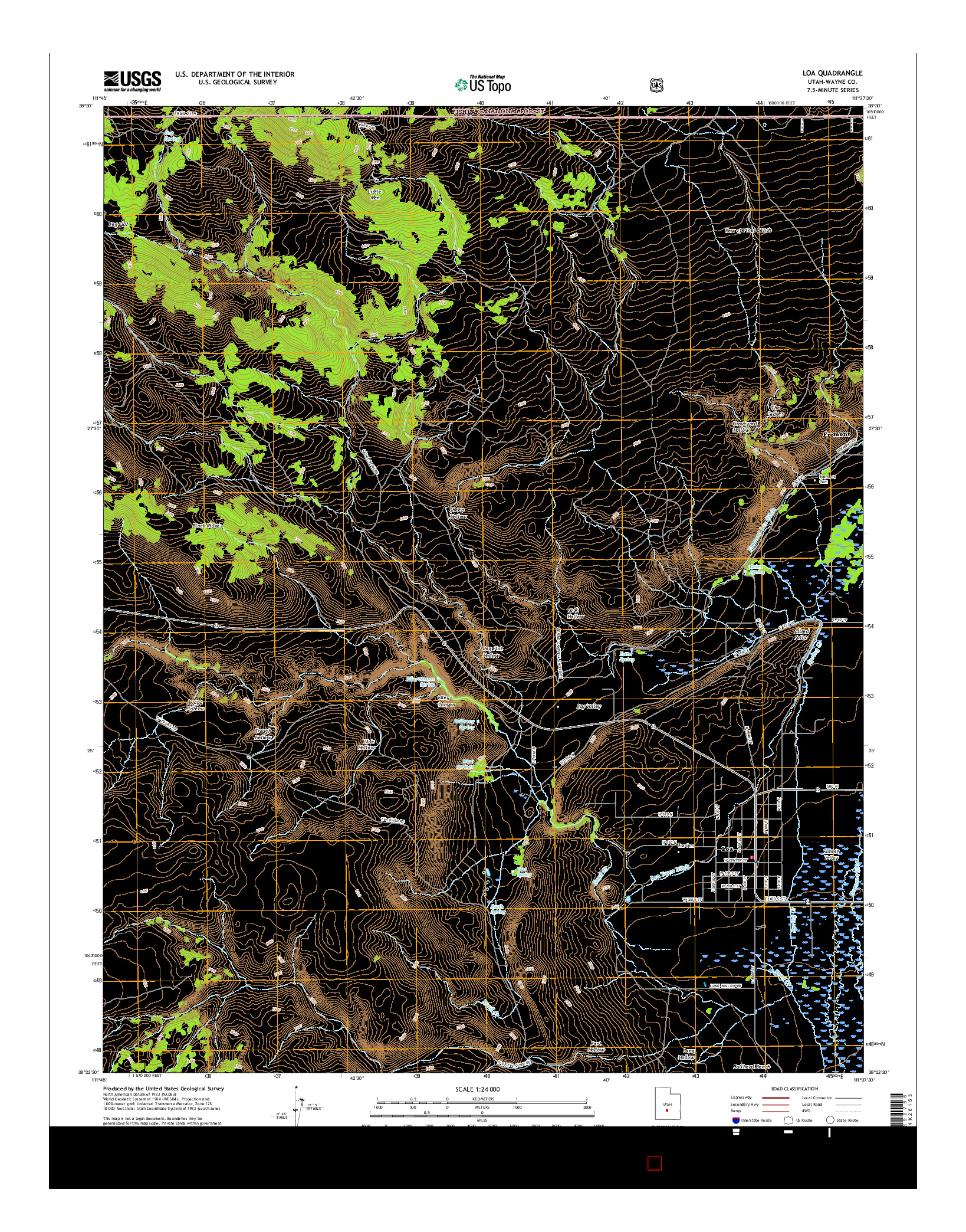 USGS US TOPO 7.5-MINUTE MAP FOR LOA, UT 2017