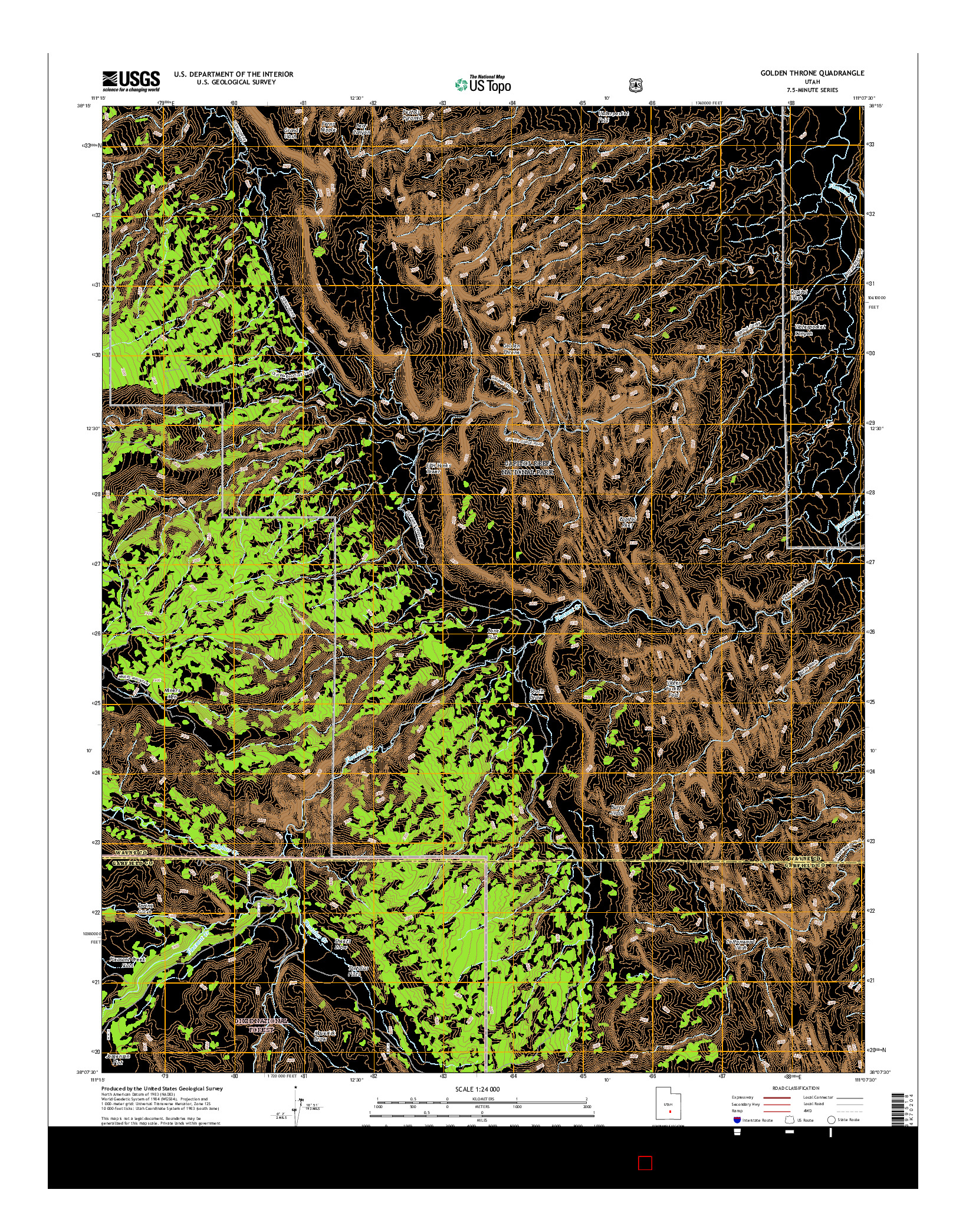 USGS US TOPO 7.5-MINUTE MAP FOR GOLDEN THRONE, UT 2017